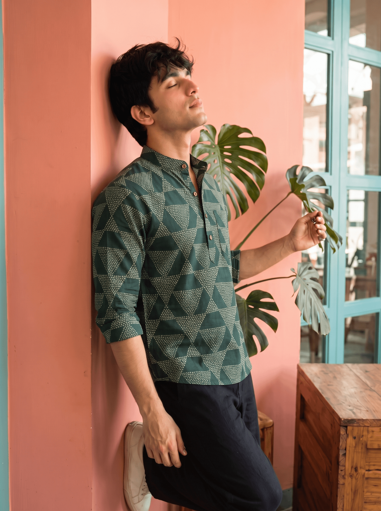 Emerald Elegance – Printed Cotton Short Kurta - Jaipuri Crown