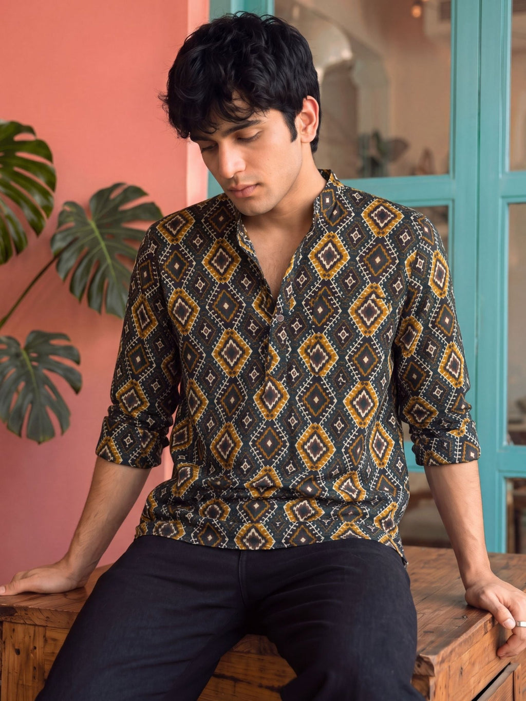 Emerald Ikat – Cotton Short Kurta - Jaipuri Crown