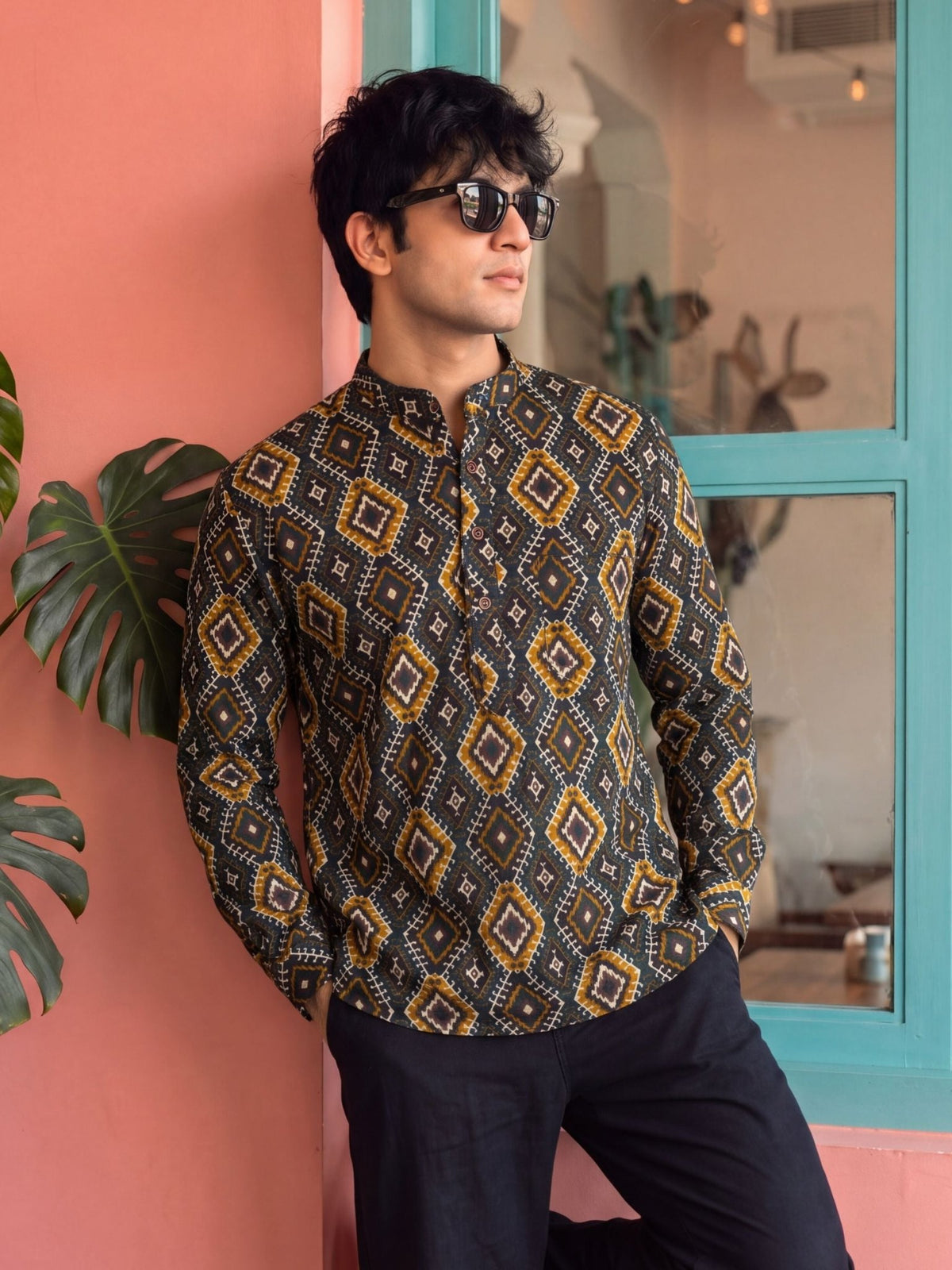 Emerald Ikat – Cotton Short Kurta - Jaipuri Crown