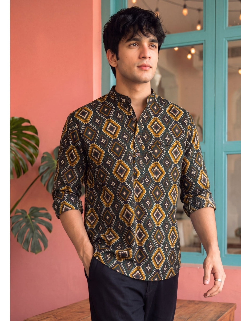 Emerald Ikat – Cotton Short Kurta - Jaipuri Crown
