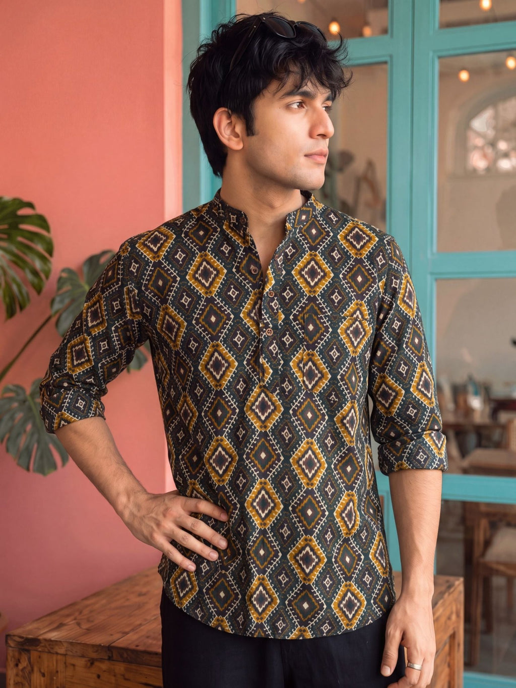 Emerald Ikat – Cotton Short Kurta - Jaipuri Crown