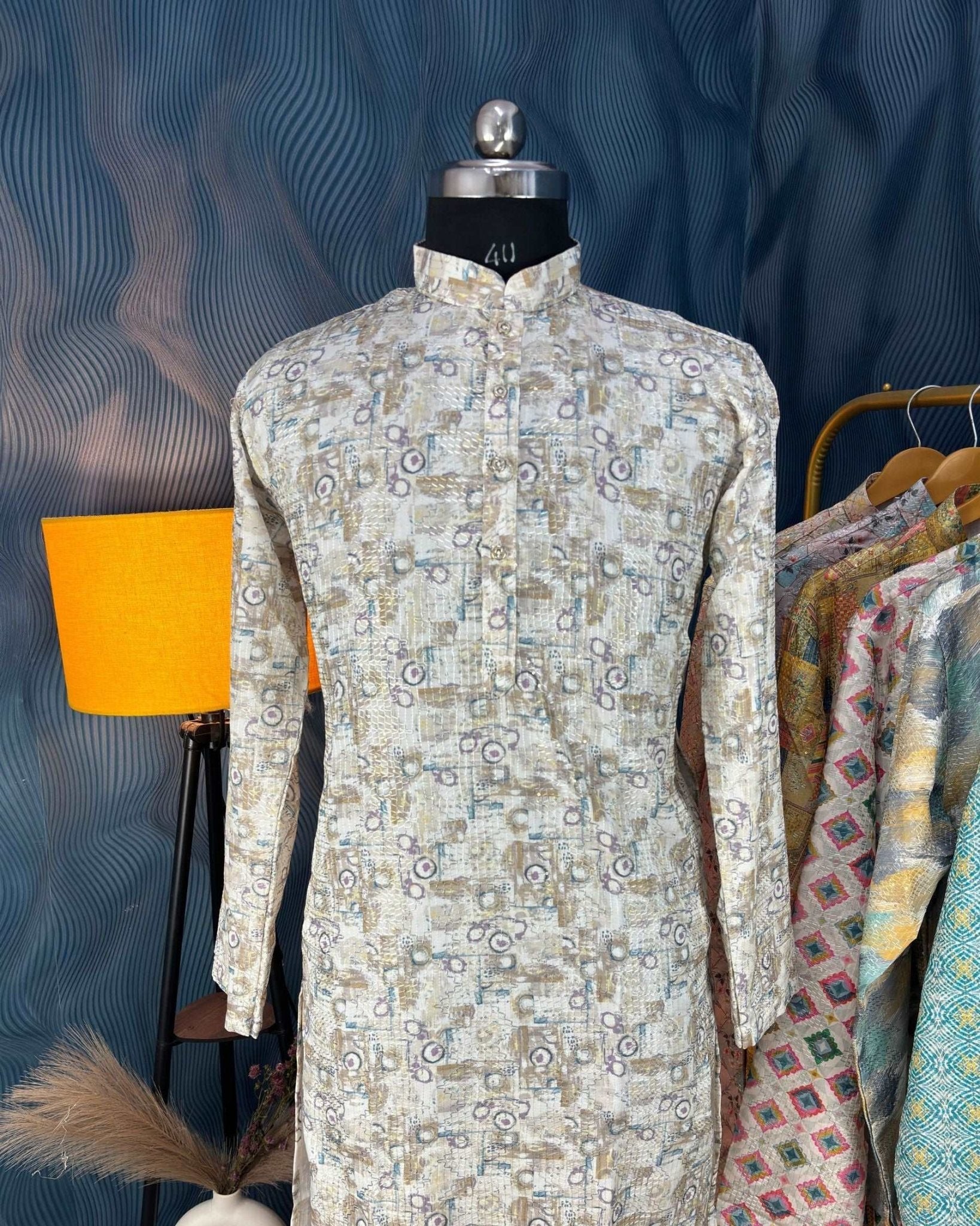 Enigma Silver Printed Kurta - Jaipuri Crown