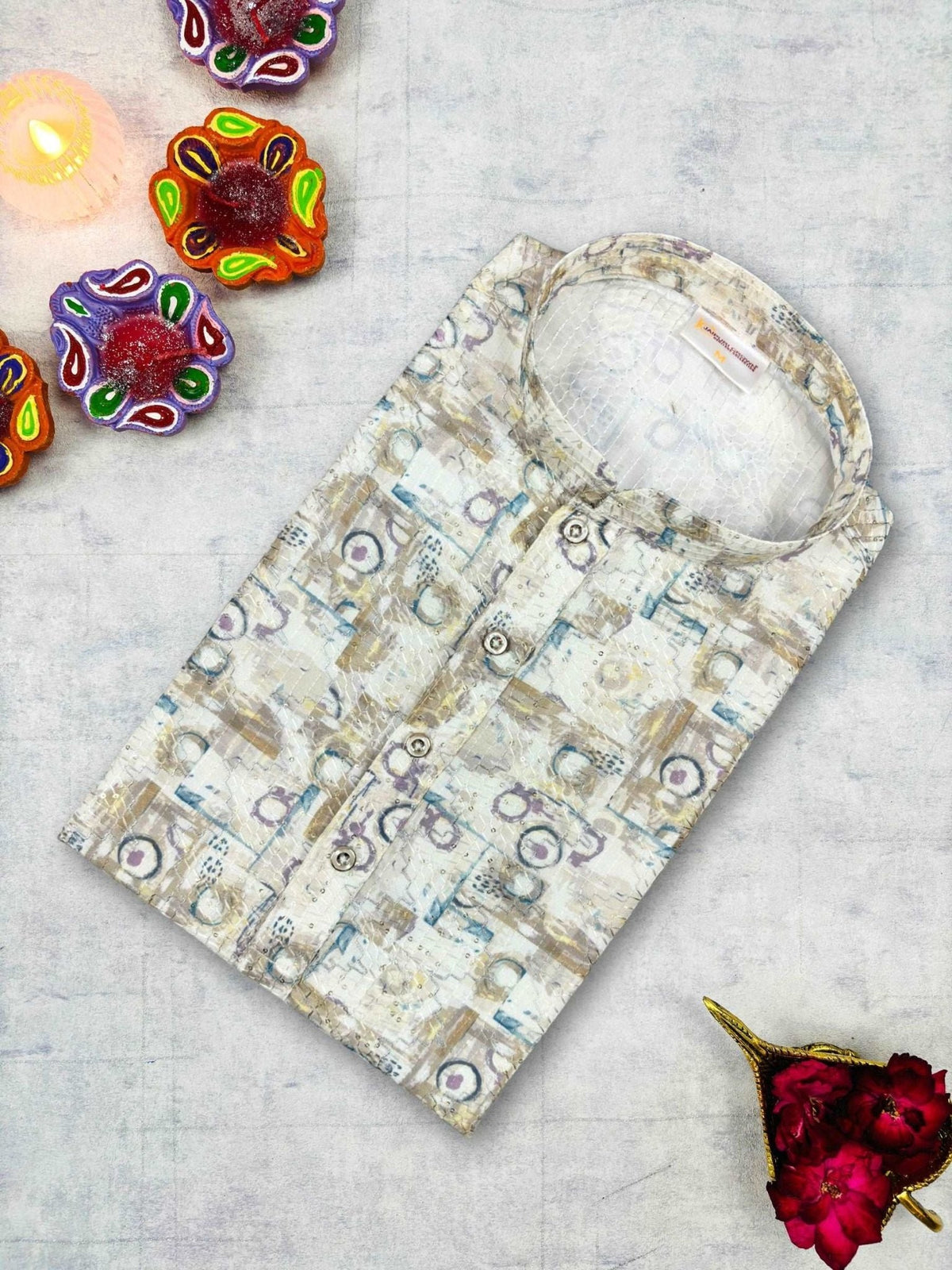 Enigma Silver Printed Kurta - Jaipuri Crown