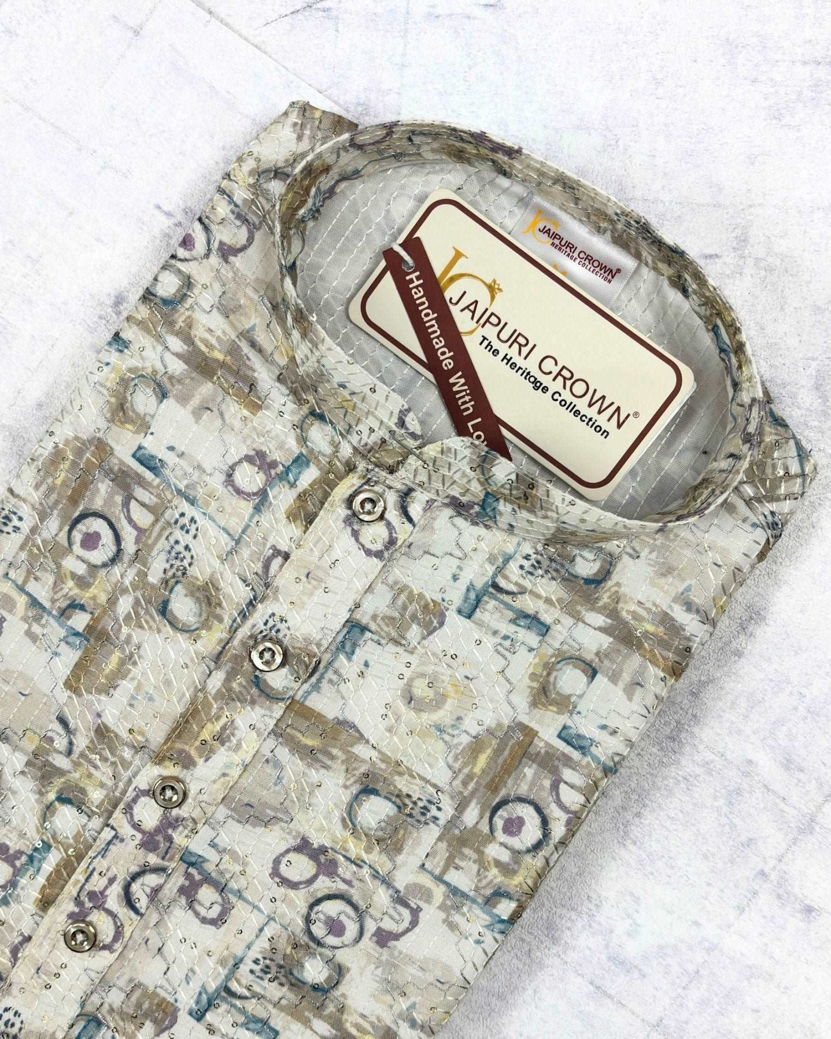 Enigma Silver Printed Kurta - Jaipuri Crown