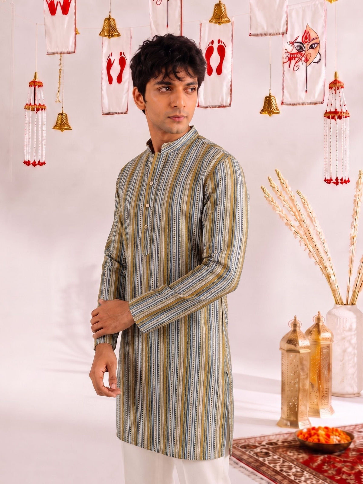Ethnic Stripe Printed Kurta - Jaipuri Crown