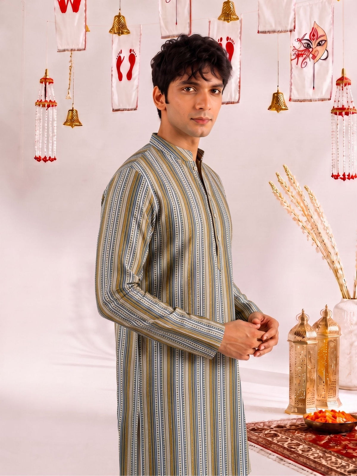 Ethnic Stripe Printed Kurta - Jaipuri Crown