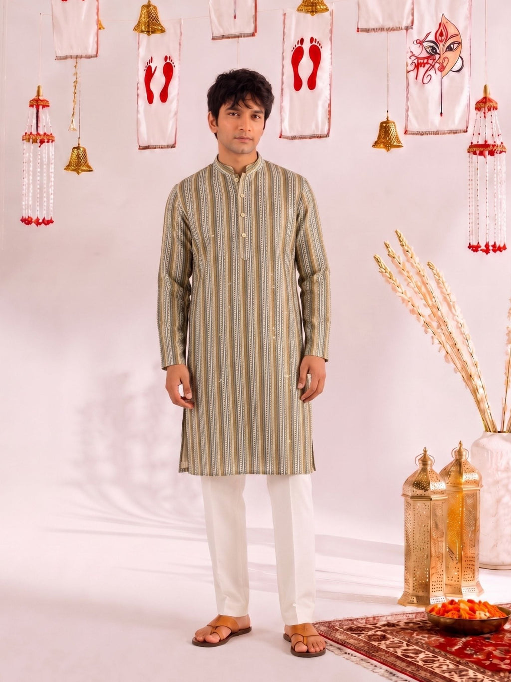 Ethnic Stripe Printed Kurta - Jaipuri Crown