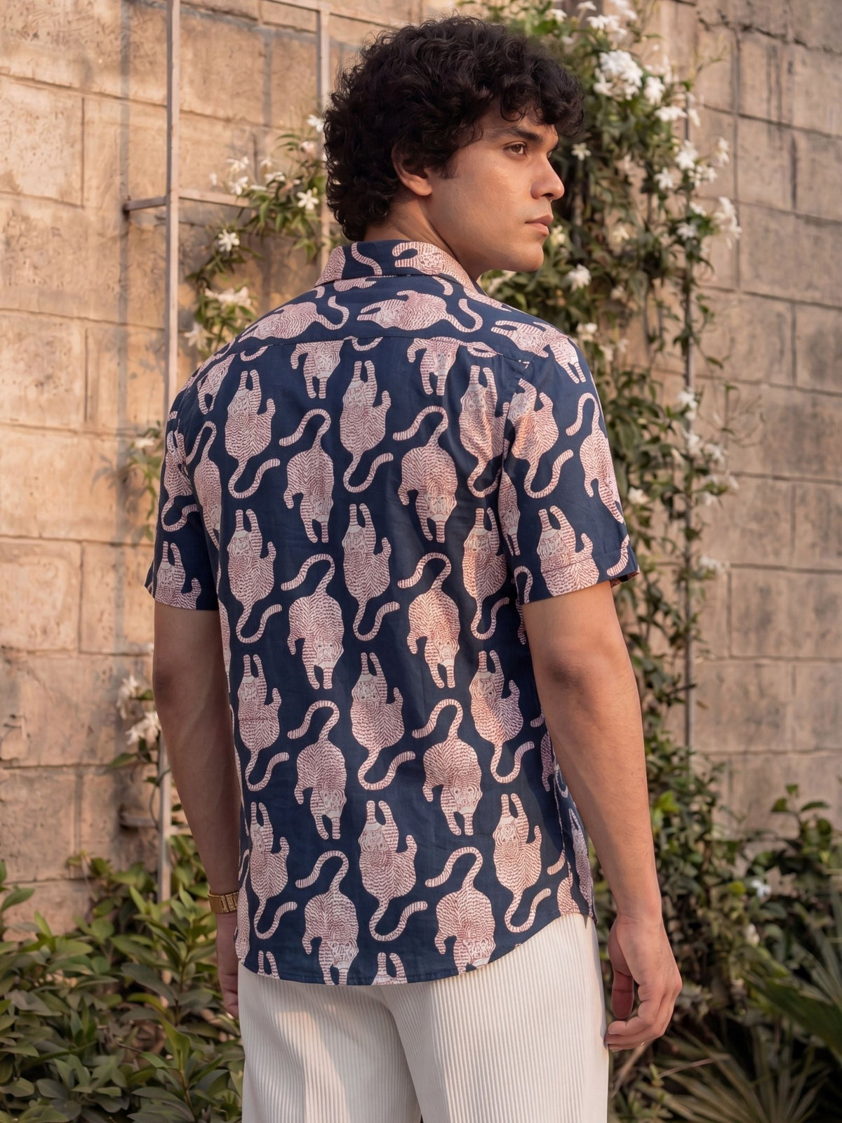 Feline Dance – Printed Cotton Half Sleeve Shirt - Jaipuri Crown