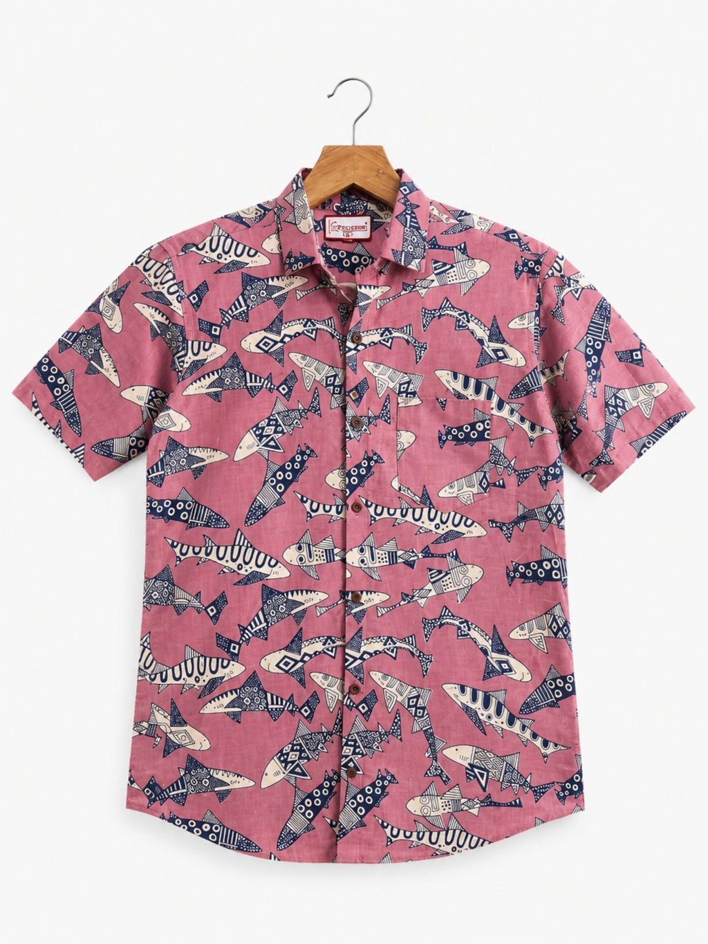 Fish Dance – Printed Cotton Half Sleeve Shirt - Jaipuri Crown