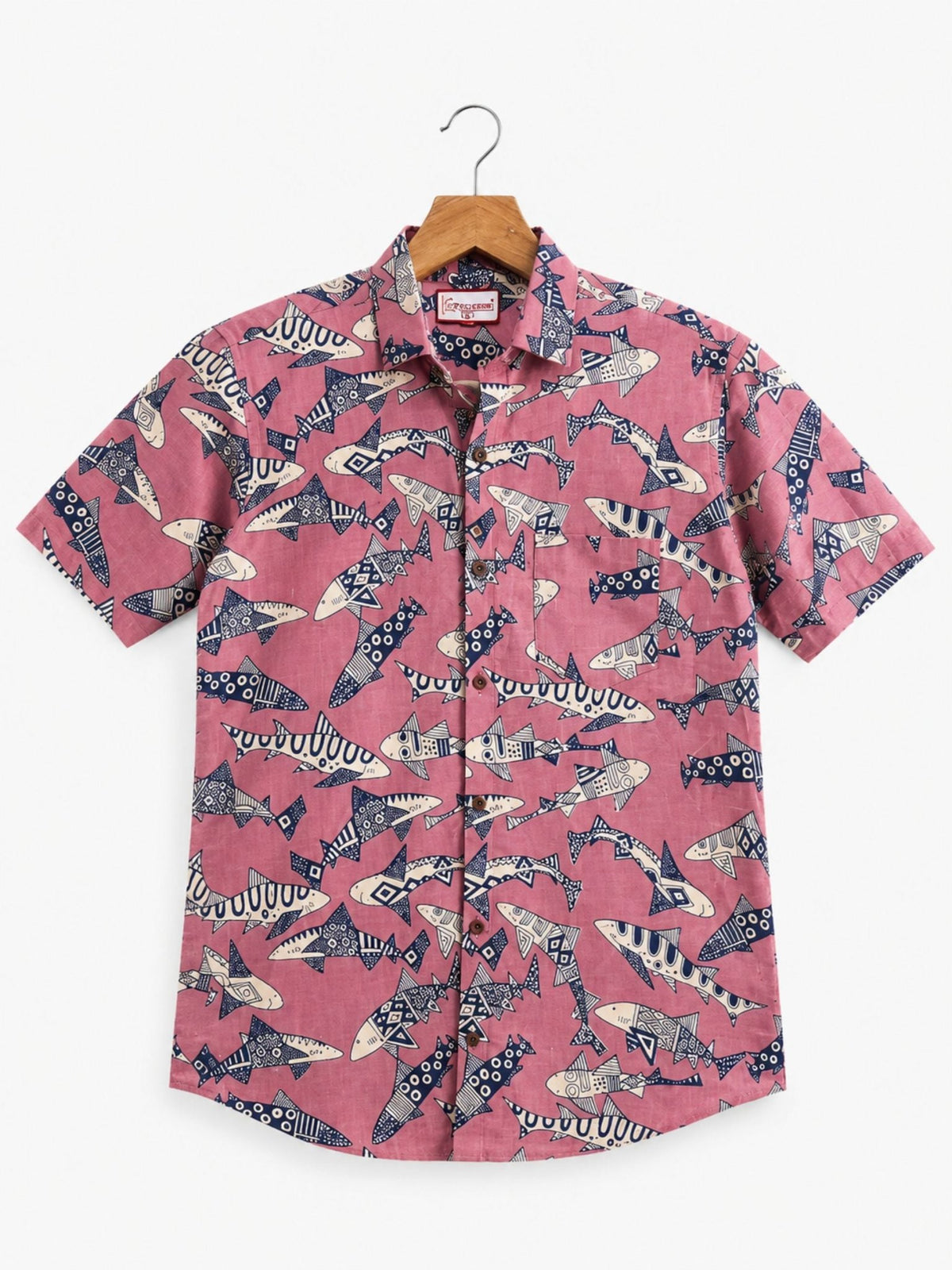 Fish Dance – Printed Cotton Half Sleeve Shirt - Jaipuri Crown