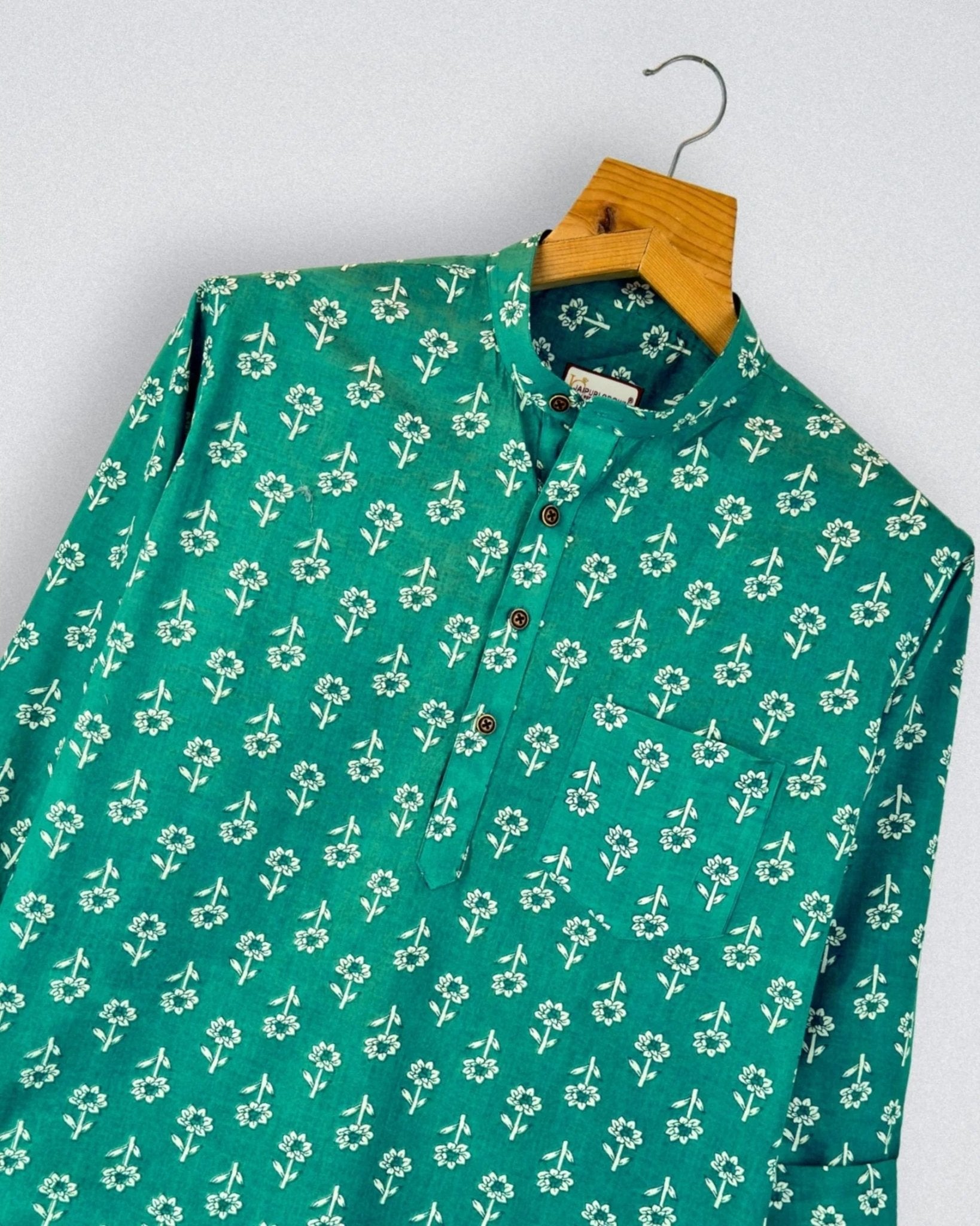 Floral Breeze – Printed Cotton Short Kurta - Jaipuri Crown