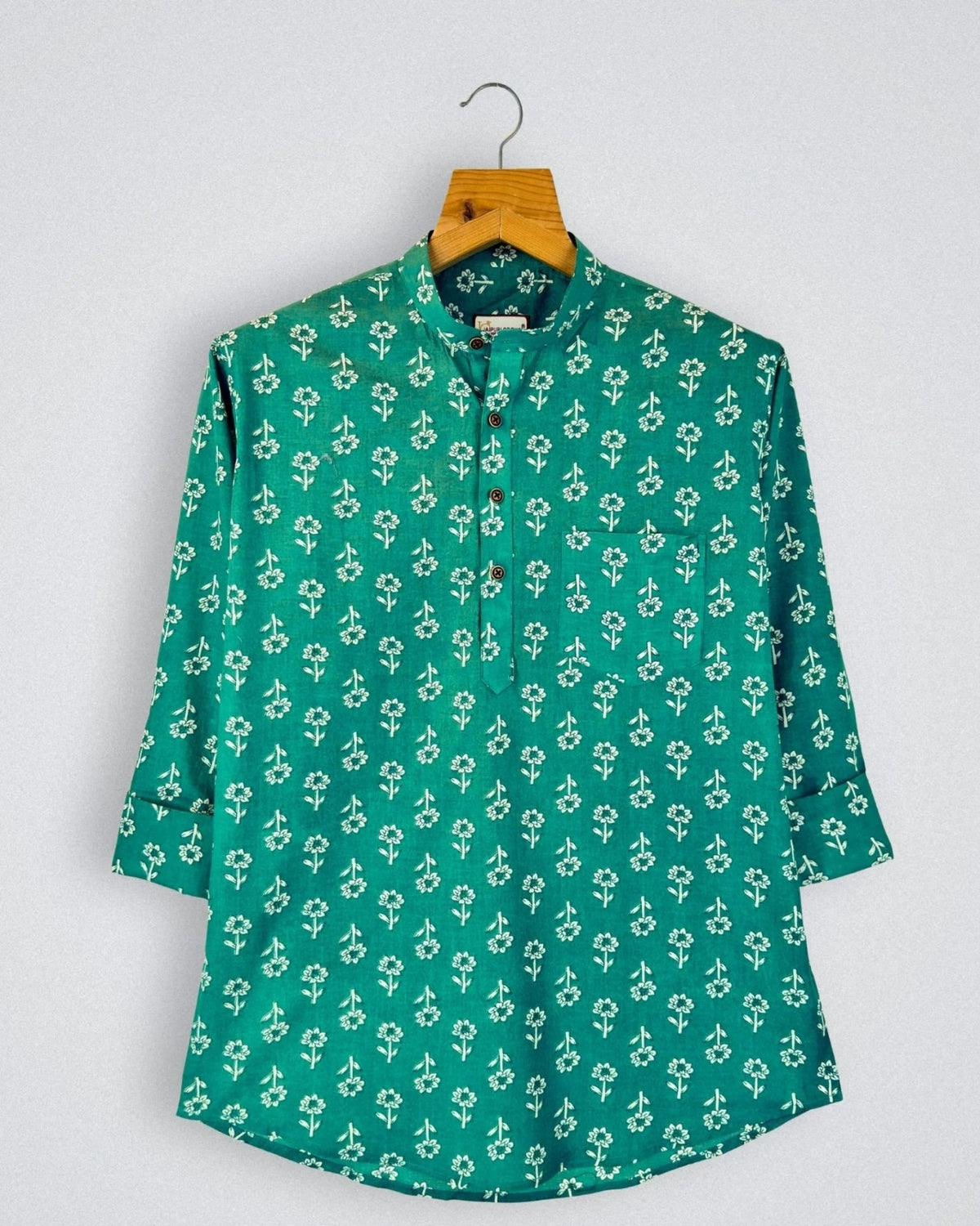 Floral Breeze – Printed Cotton Short Kurta - Jaipuri Crown