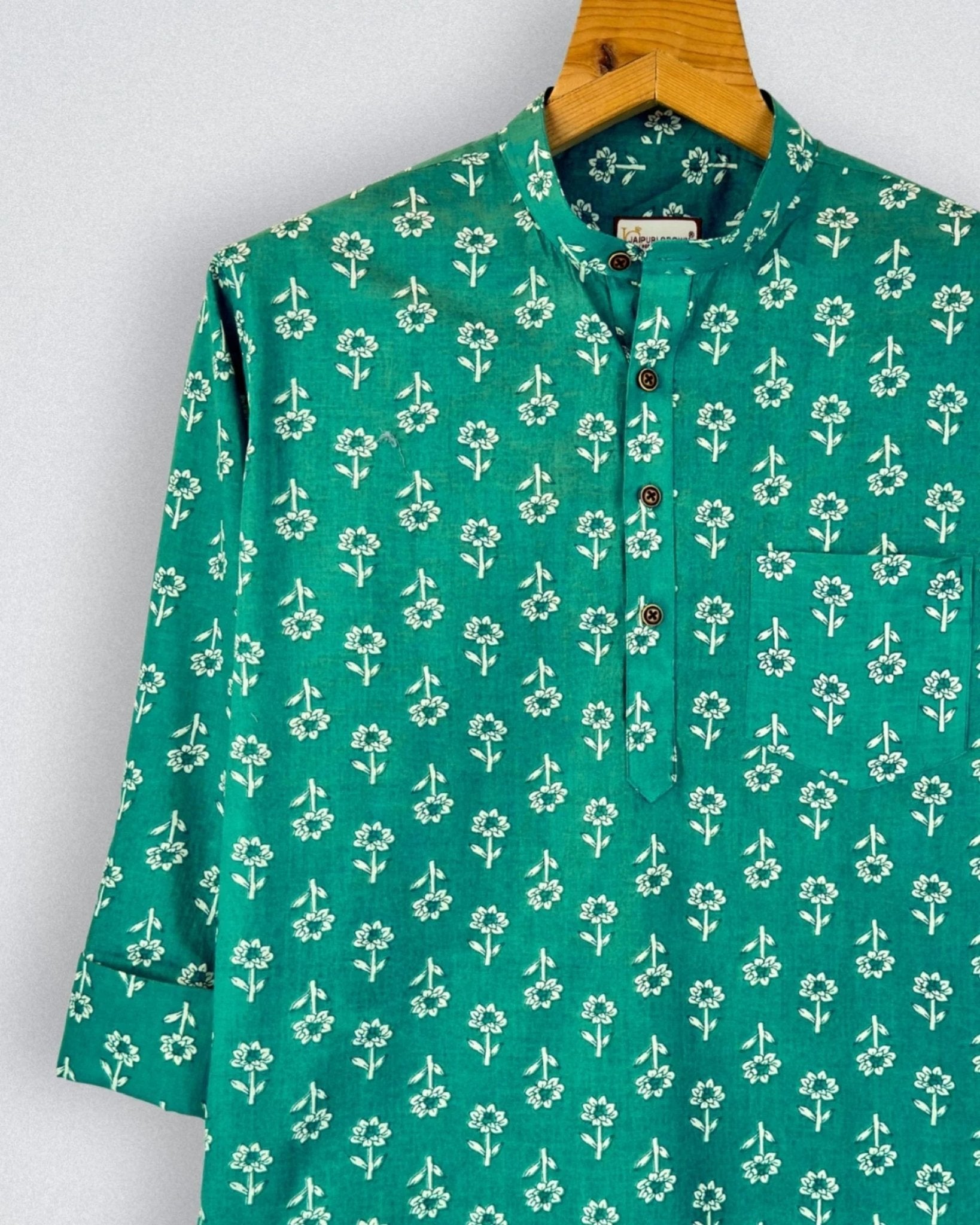 Floral Breeze – Printed Cotton Short Kurta - Jaipuri Crown