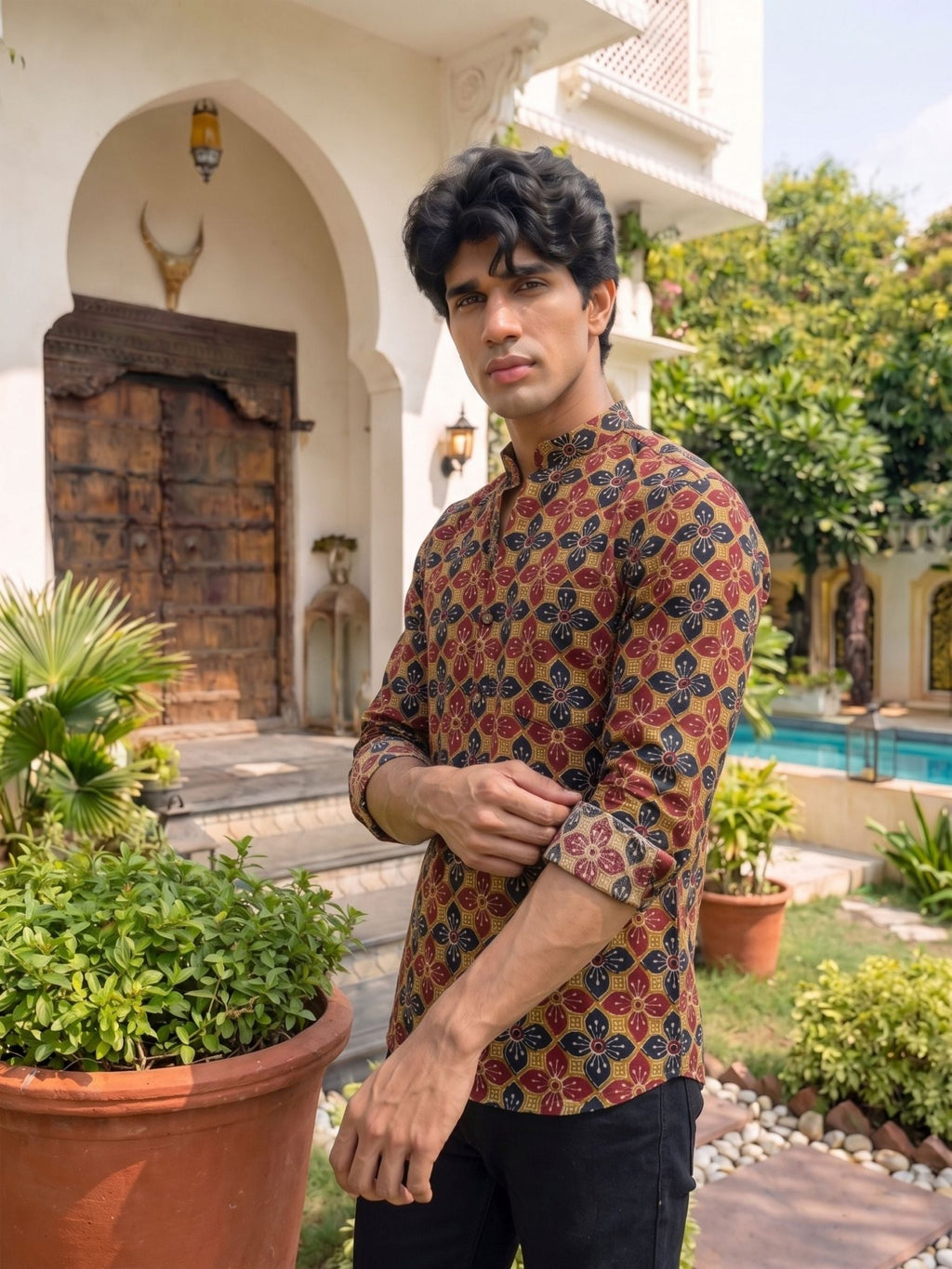 Floral Fusion – Printed Cotton Short Kurta - Jaipuri Crown