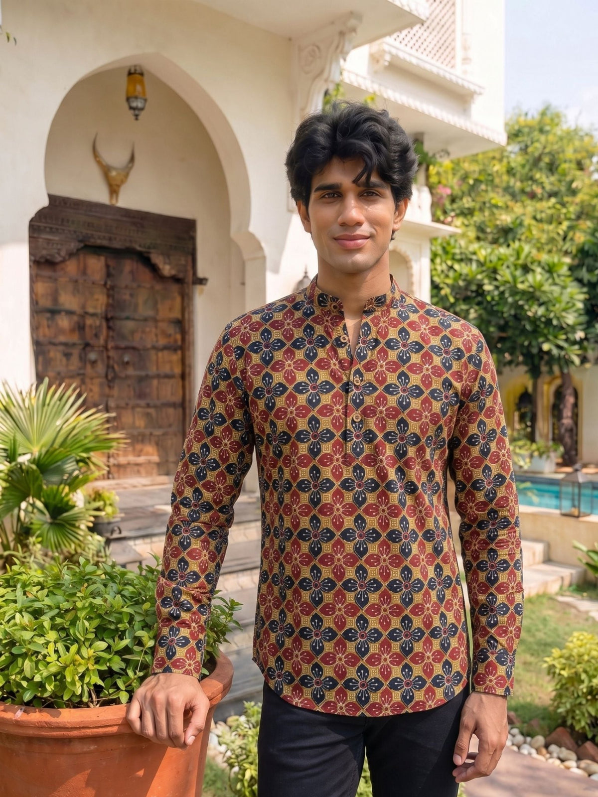 Floral Fusion – Printed Cotton Short Kurta - Jaipuri Crown