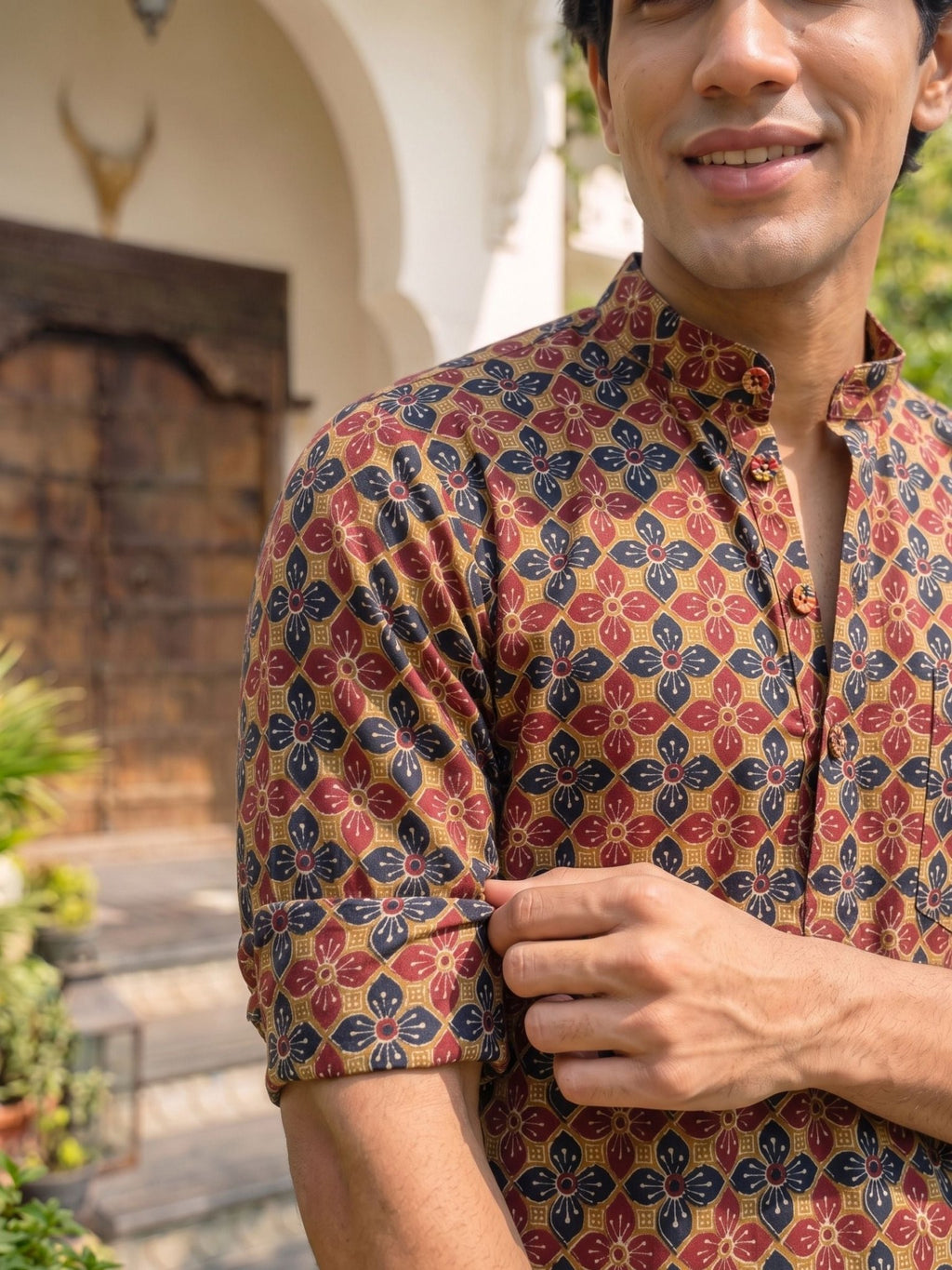 Floral Fusion – Printed Cotton Short Kurta - Jaipuri Crown
