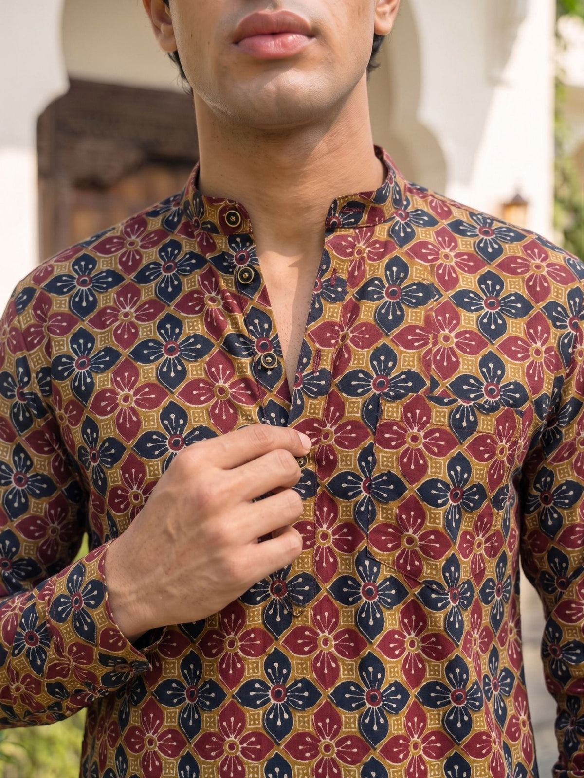 Floral Fusion – Printed Cotton Short Kurta - Jaipuri Crown