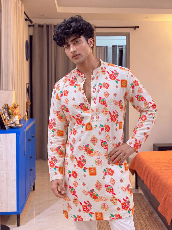 Floral Printed – Cotton Plan Long Kurta - Jaipuri Crown