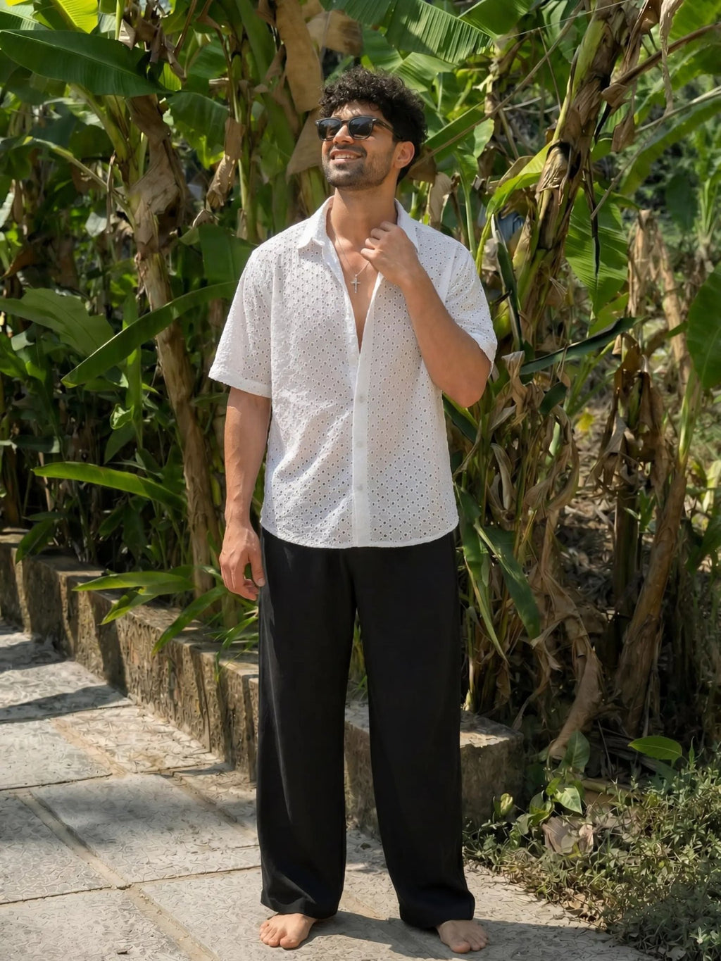 Flux White — Hakoba Cotton Shirt for Men | Jaipuri Crown - Jaipuri Crown