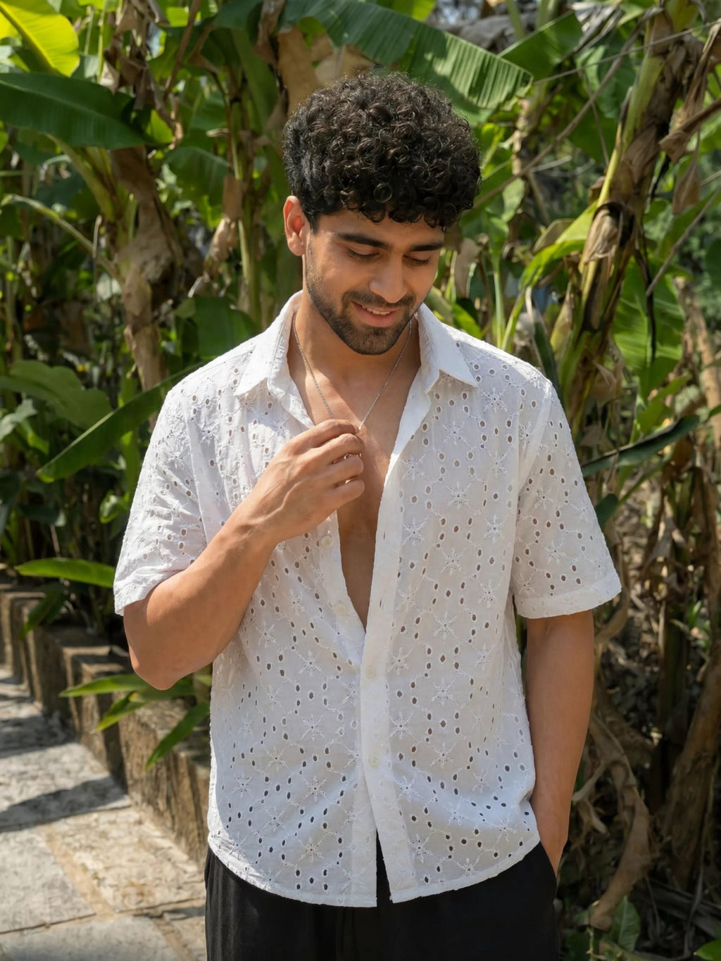 Flux White — Hakoba Cotton Shirt for Men | Jaipuri Crown - Jaipuri Crown