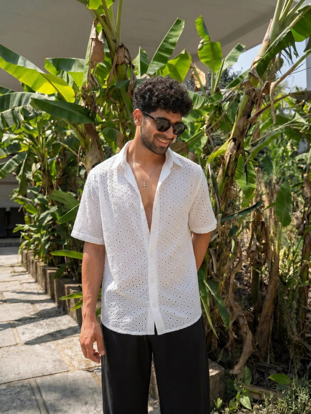 Flux White — Hakoba Cotton Shirt for Men | Jaipuri Crown - Jaipuri Crown