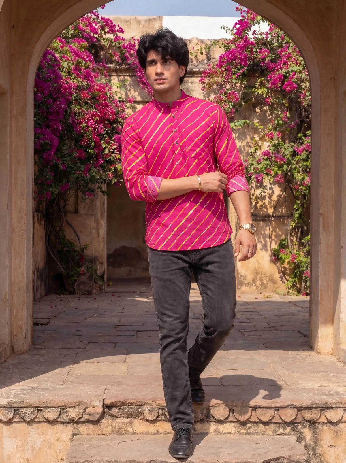 Funky Stripes – Printed Cotton Short Kurta - Jaipuri Crown