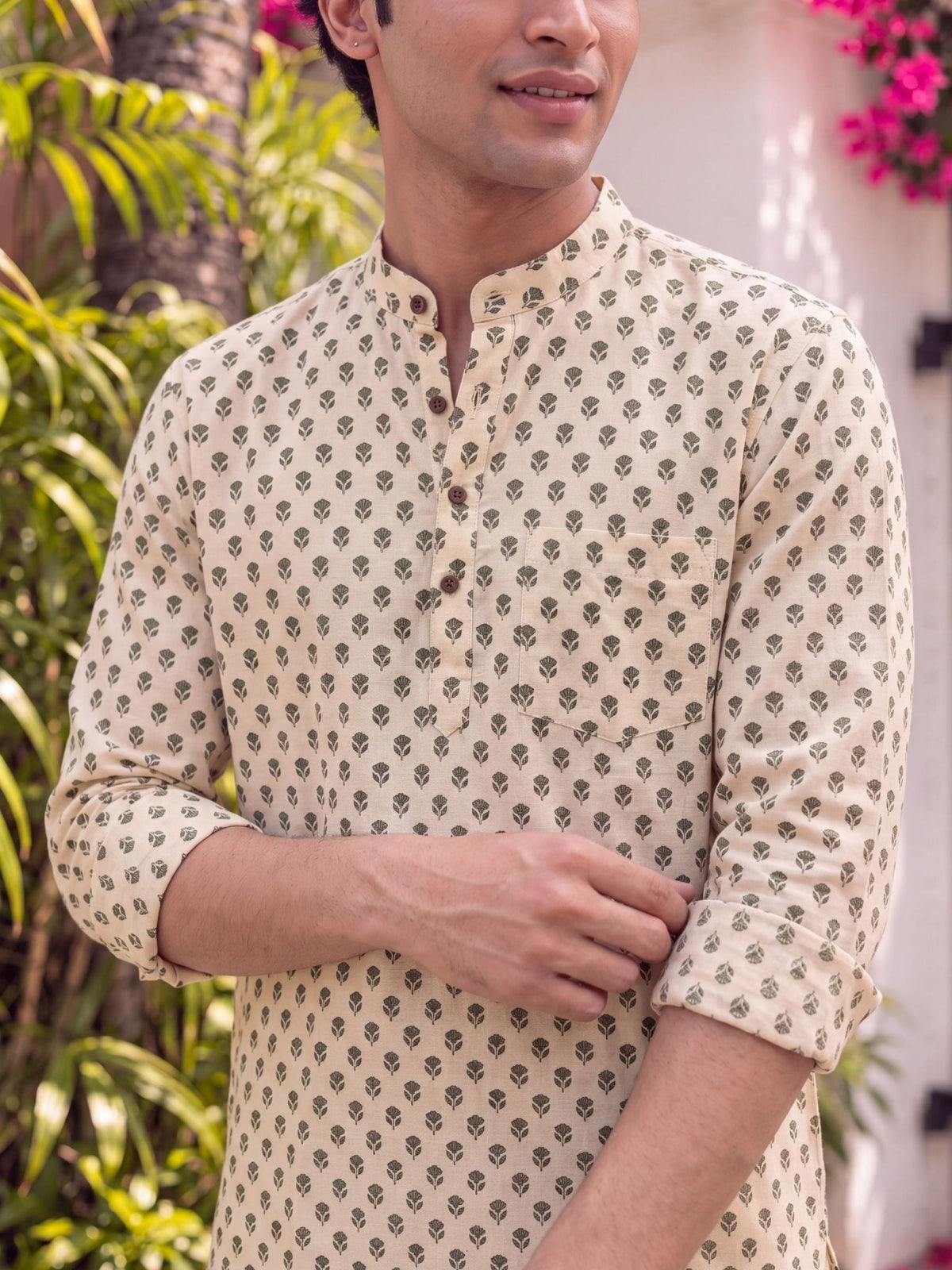Garden Charm – Printed Cotton Short Kurta - Jaipuri Crown