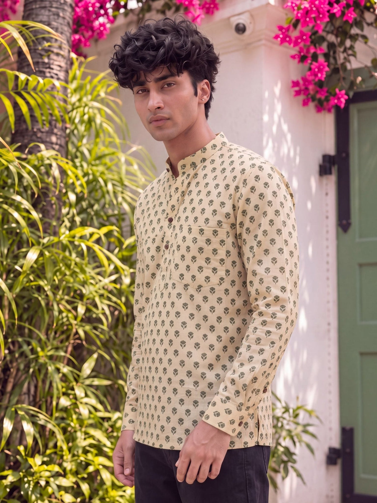 Garden Charm – Printed Cotton Short Kurta - Jaipuri Crown