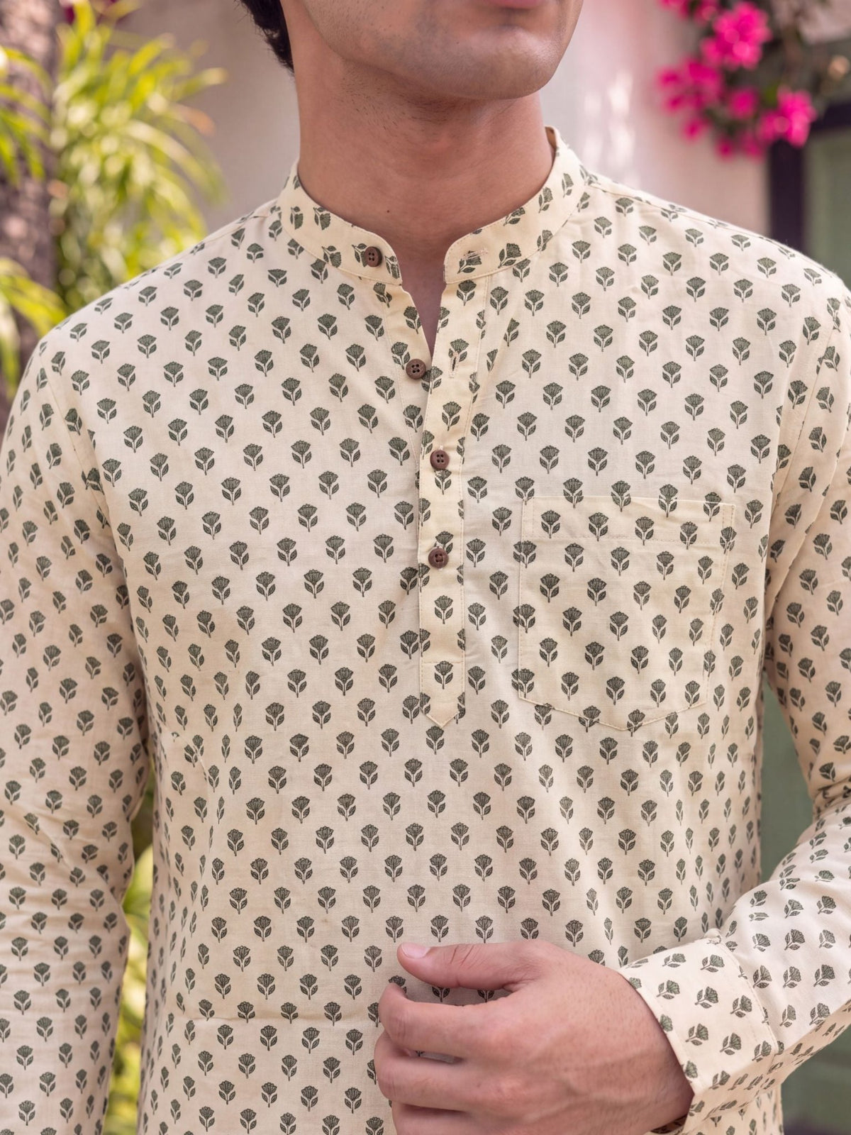 Garden Charm – Printed Cotton Short Kurta - Jaipuri Crown