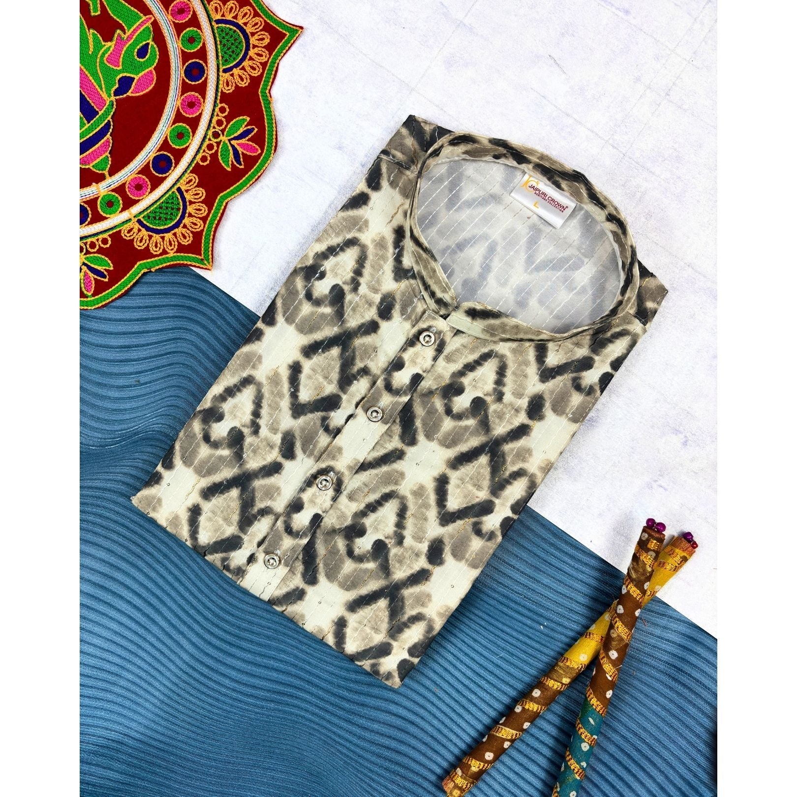 Gilded Golden Work Kurta - Jaipuri Crown
