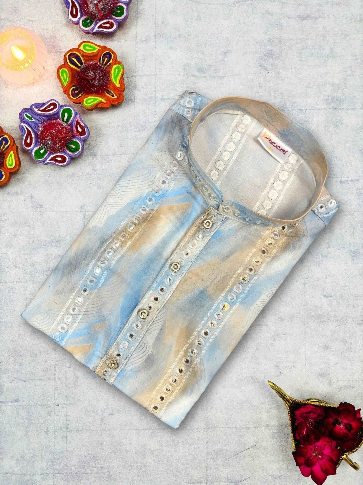 Gleam Mirror Work Kurta - Jaipuri Crown