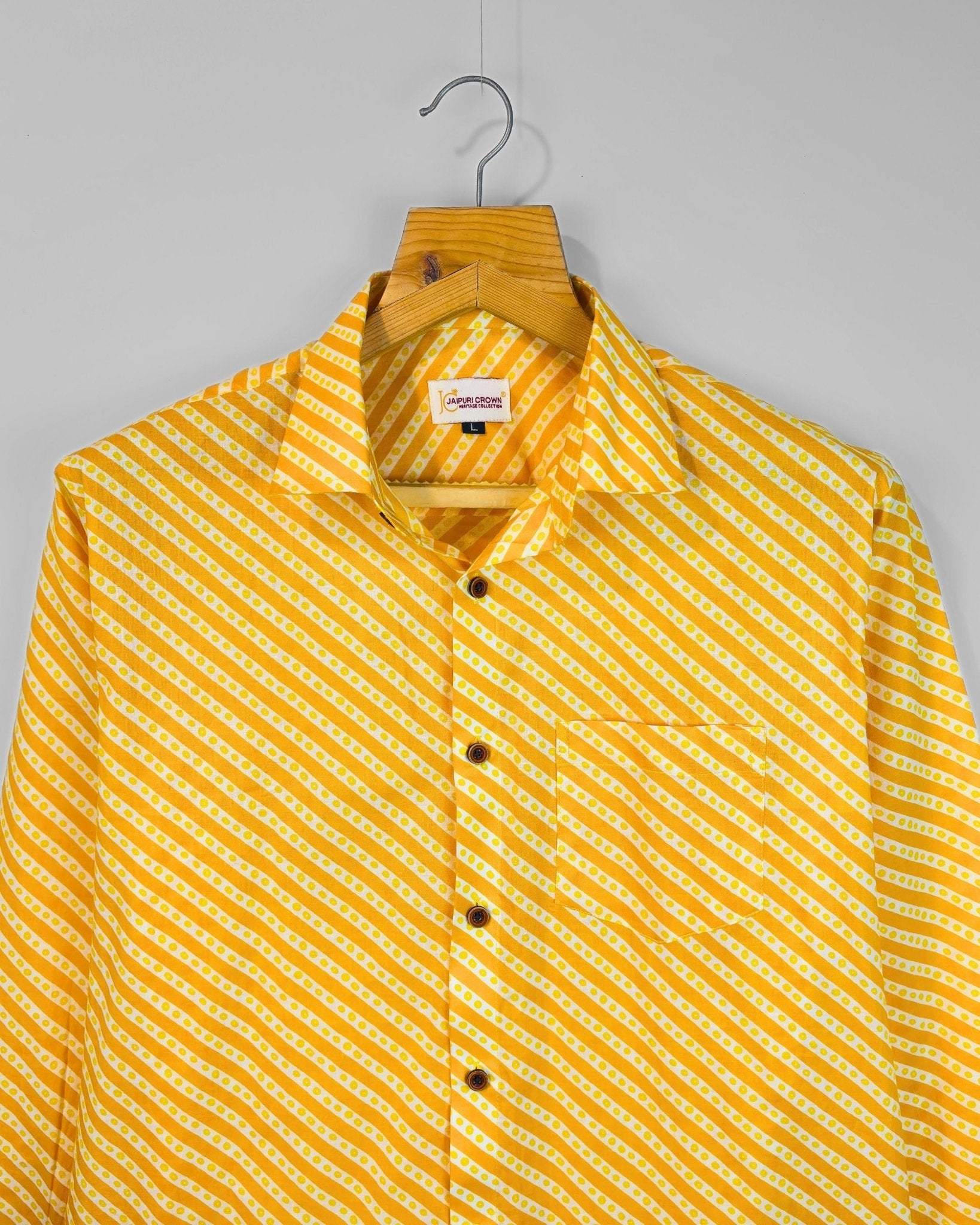 Golden Bandhej - Pure Cotton Shirt - Jaipuri Crown