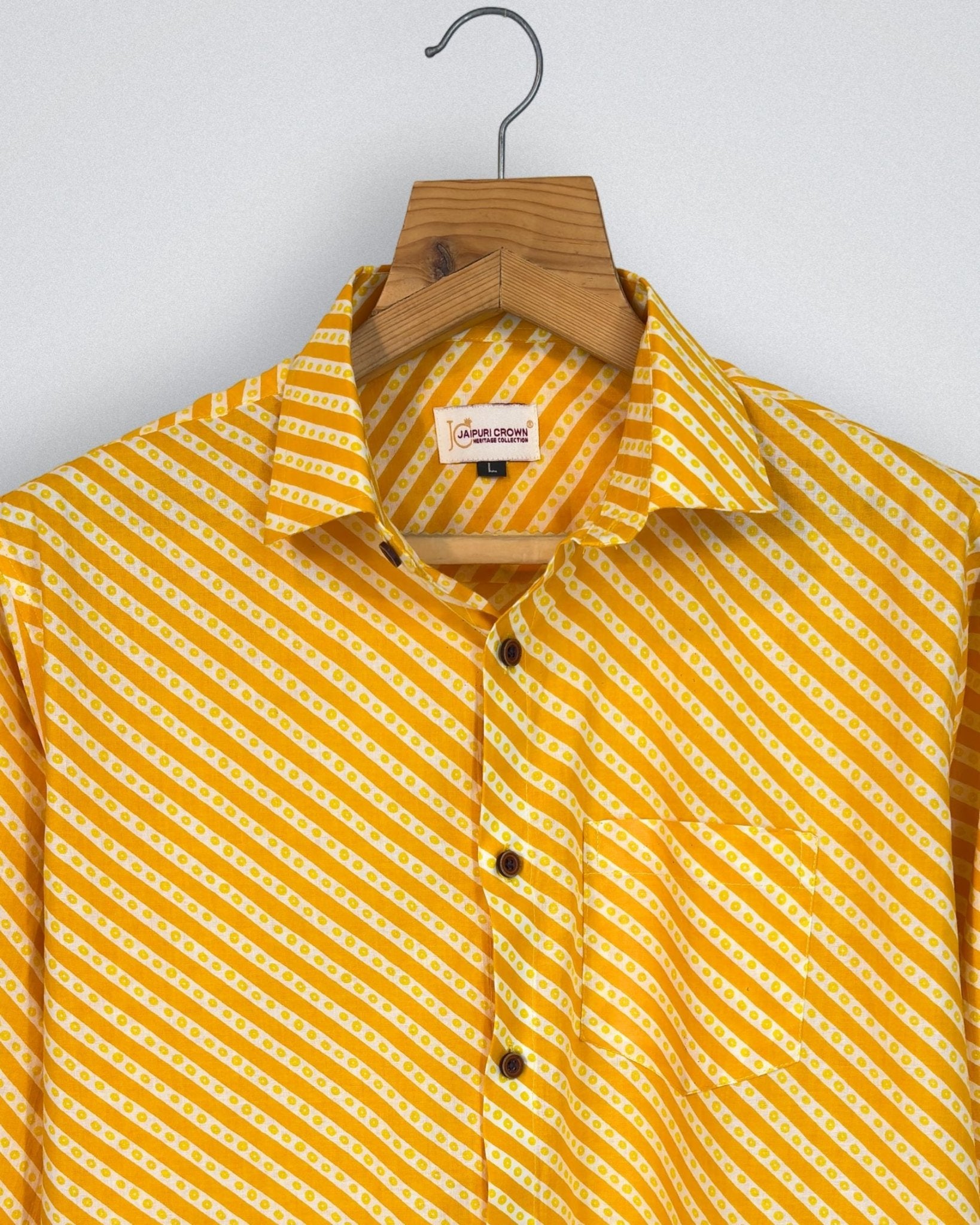 Golden Bandhej - Pure Cotton Shirt - Jaipuri Crown