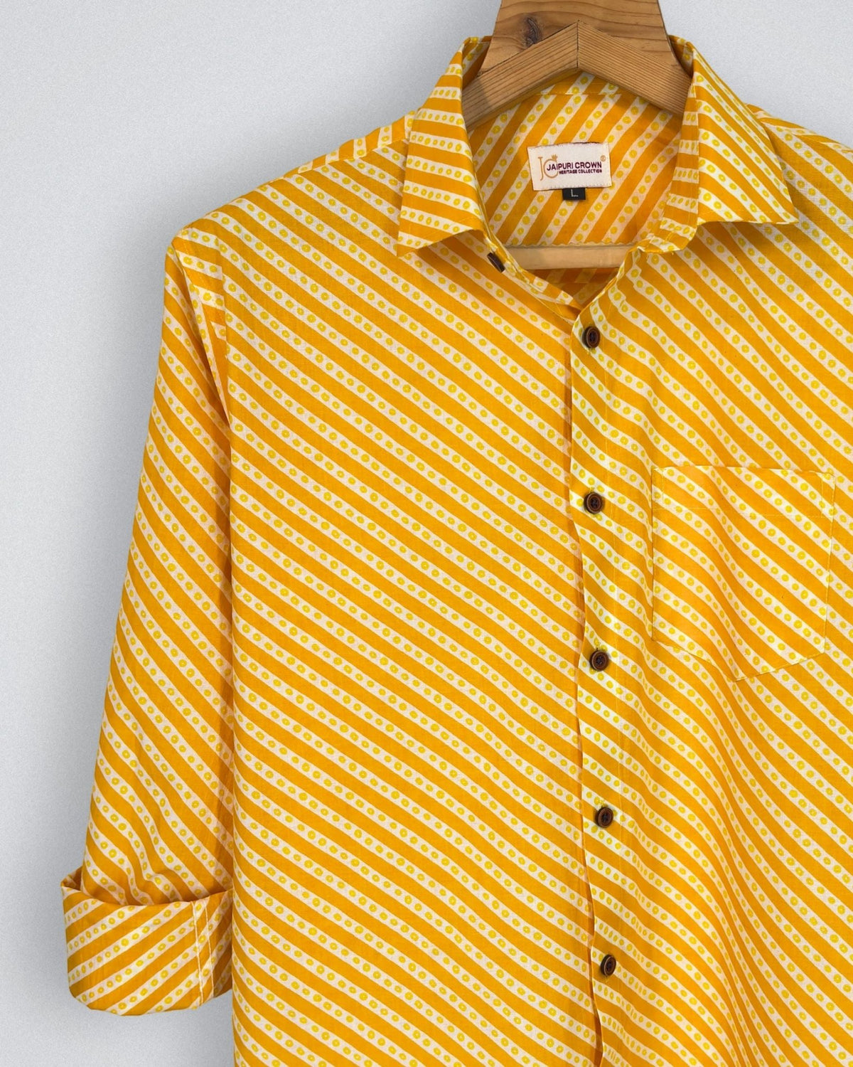 Golden Bandhej - Pure Cotton Shirt - Jaipuri Crown