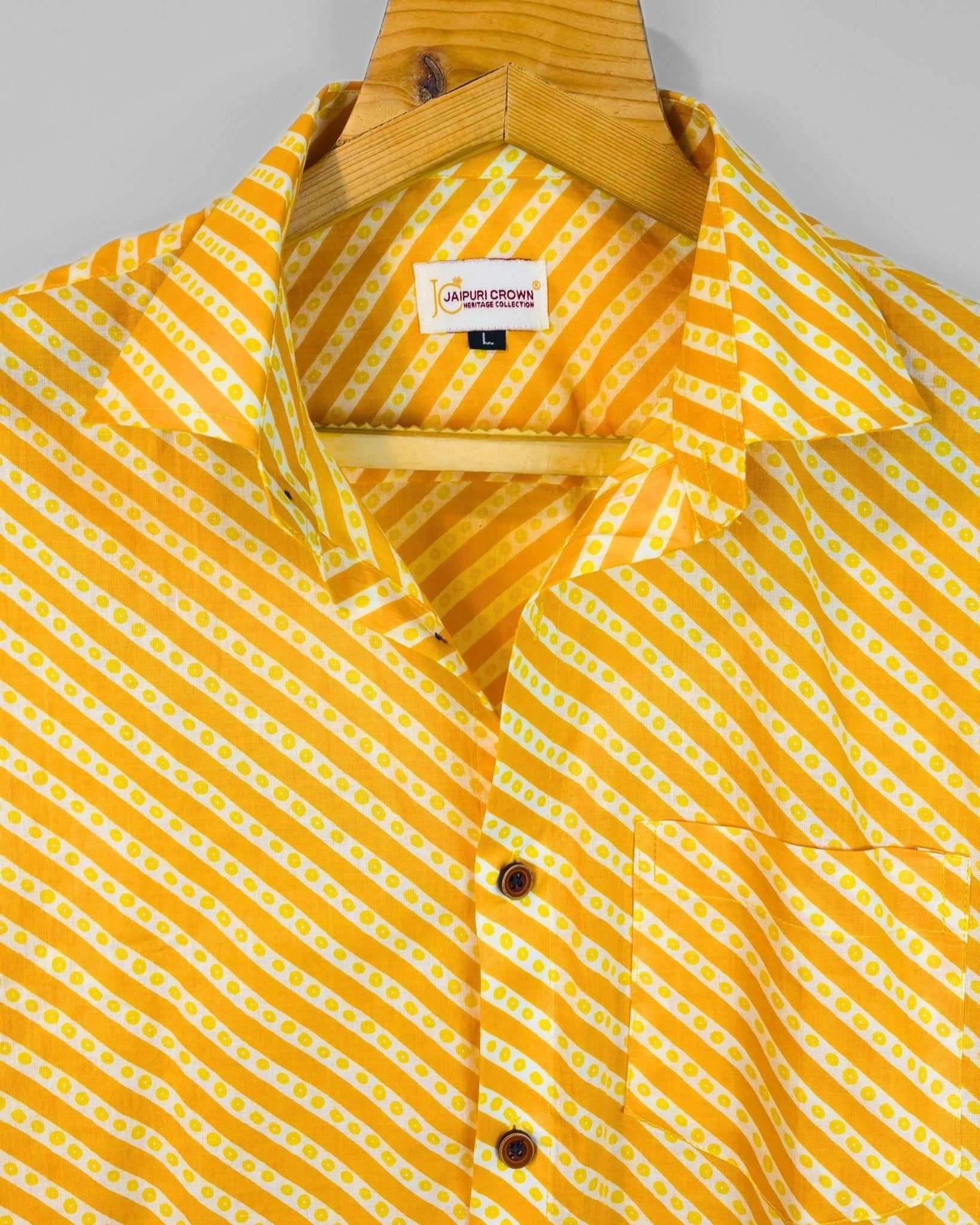 Golden Bandhej - Pure Cotton Shirt - Jaipuri Crown