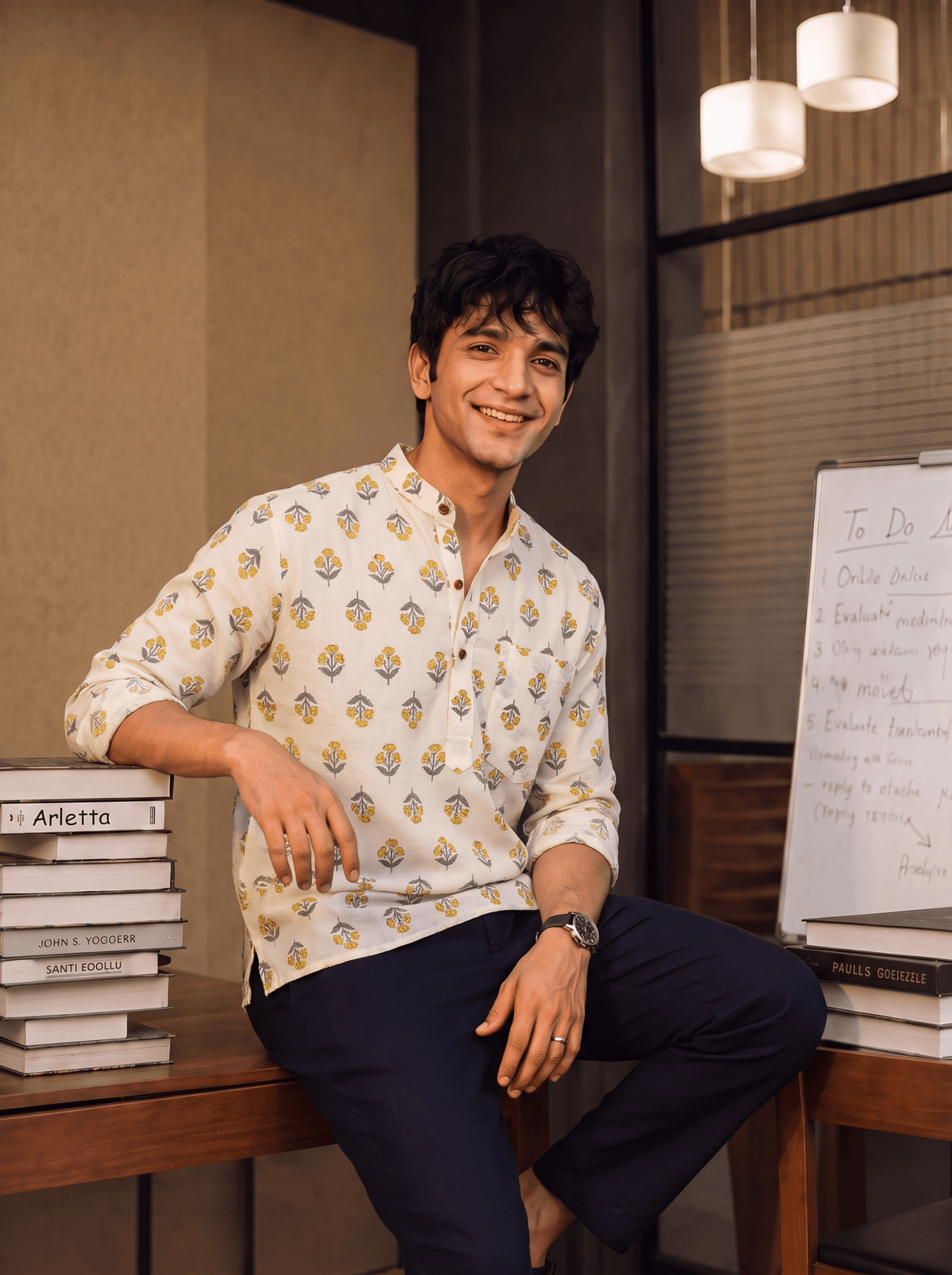 Golden Blossom – Printed Cotton Short Kurta - Jaipuri Crown