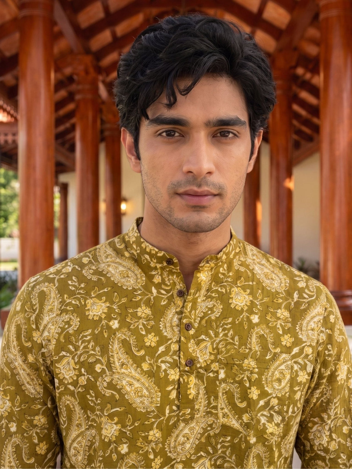 Golden Grace – Printed Cotton Short Kurta - Jaipuri Crown