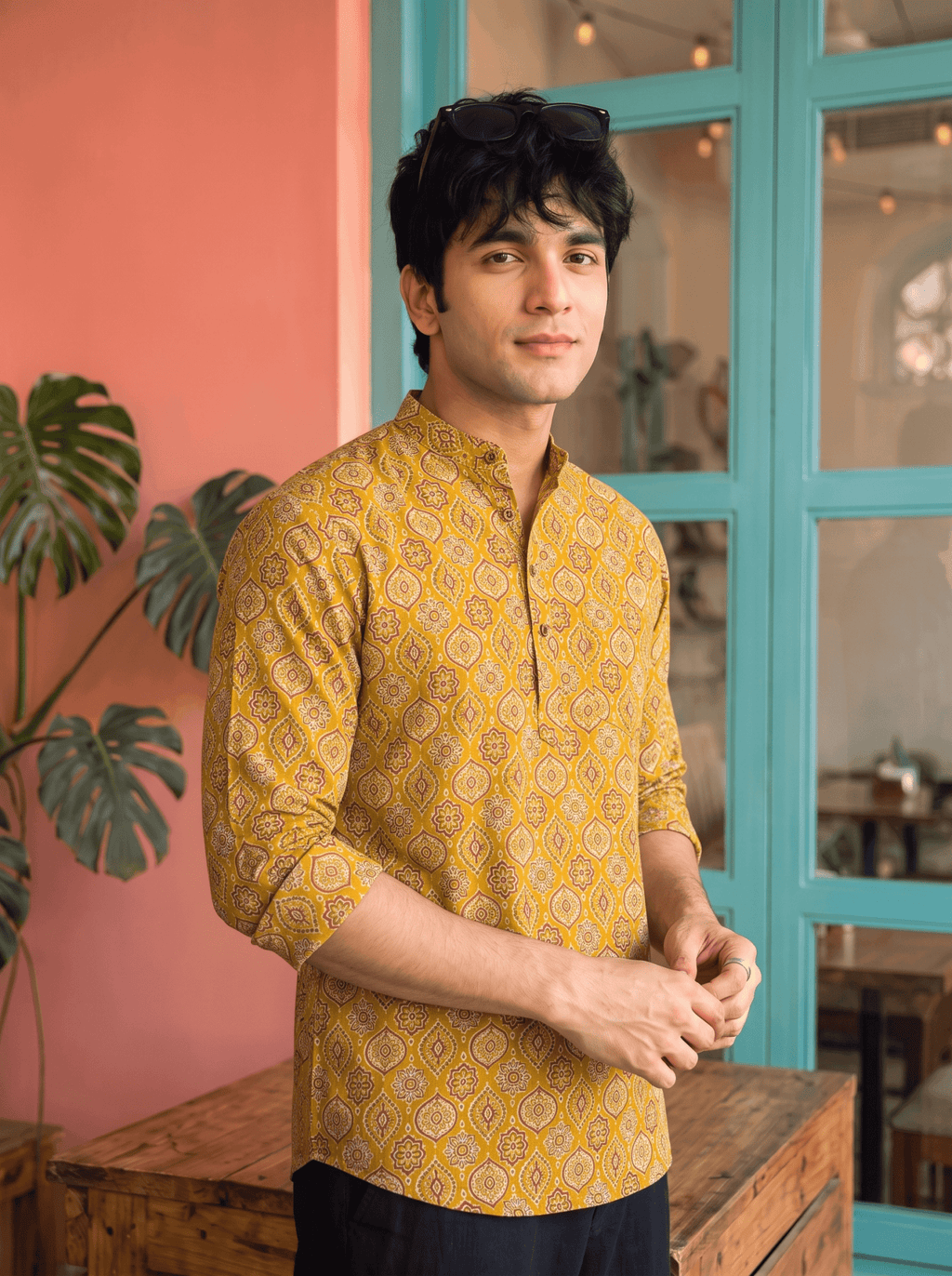 Golden Heritage – Printed Cotton Short Kurta - Jaipuri Crown