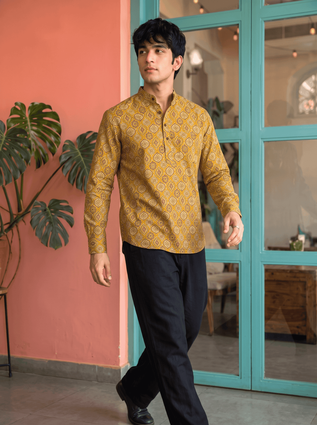Golden Heritage – Printed Cotton Short Kurta - Jaipuri Crown