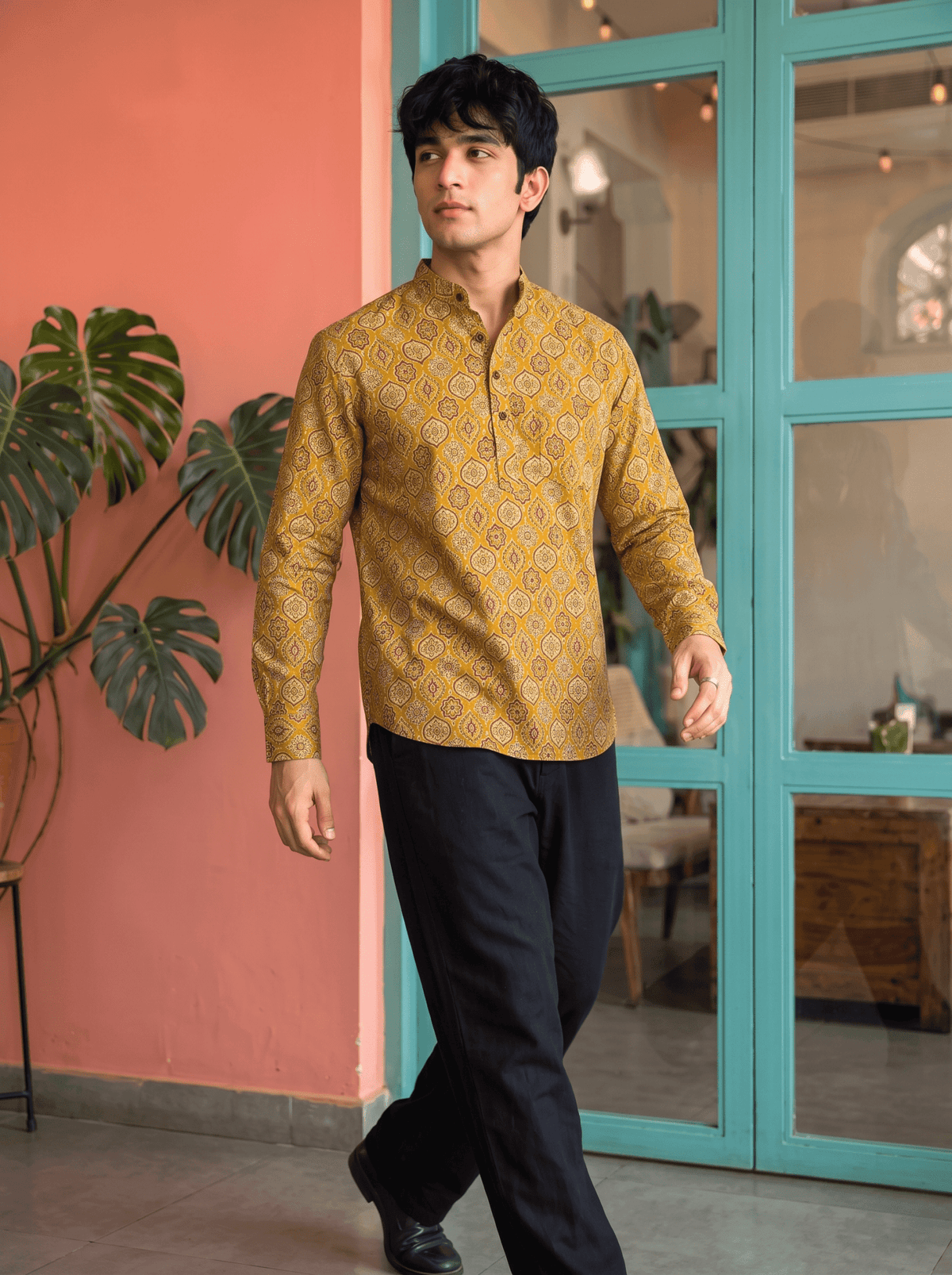 Golden Heritage – Printed Cotton Short Kurta - Jaipuri Crown
