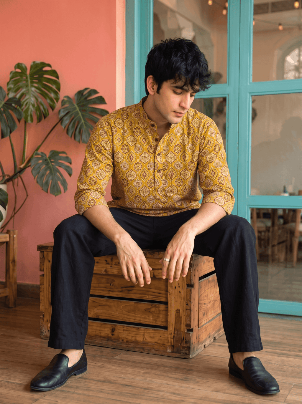 Golden Heritage – Printed Cotton Short Kurta - Jaipuri Crown