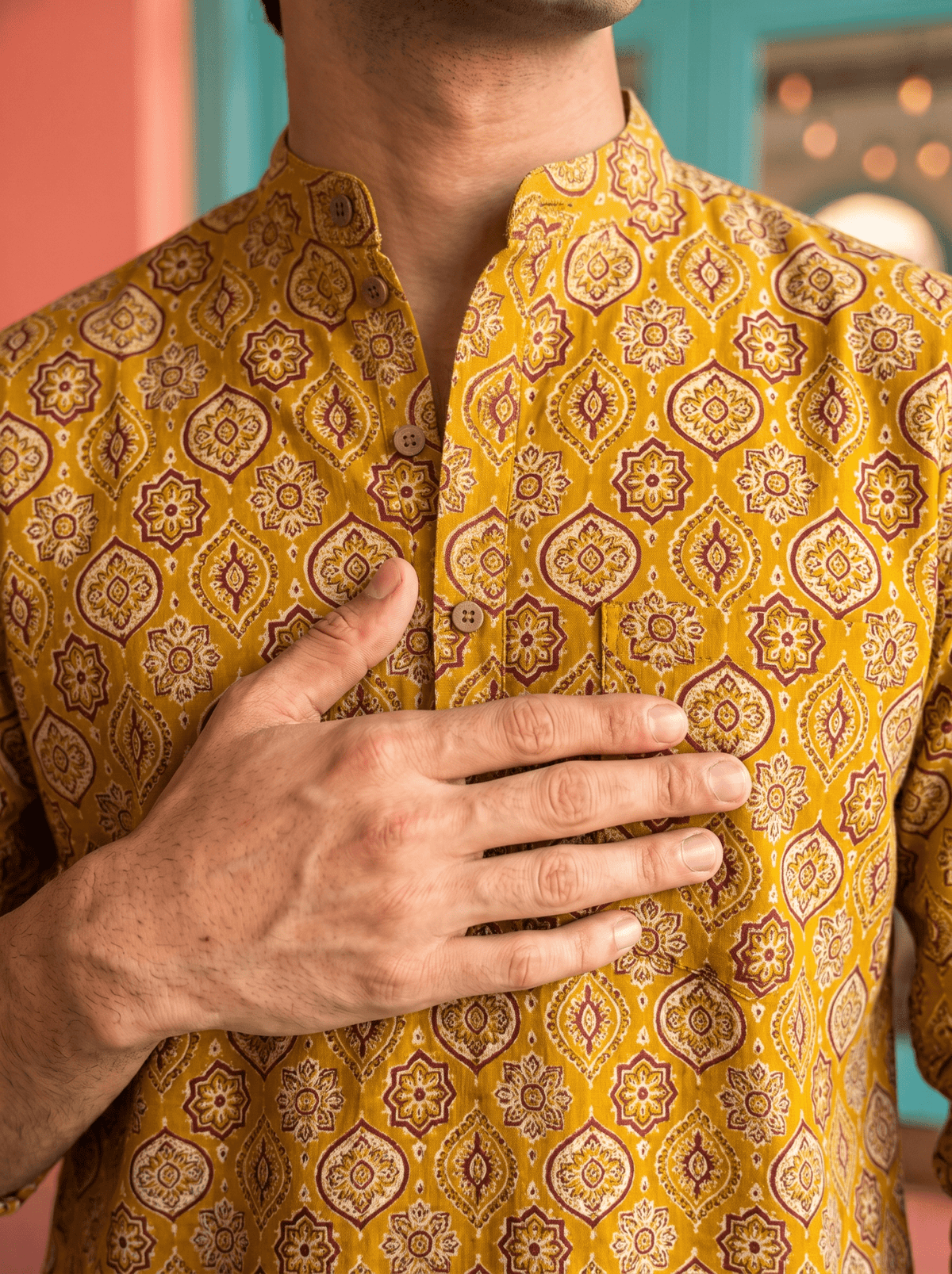 Golden Heritage – Printed Cotton Short Kurta - Jaipuri Crown