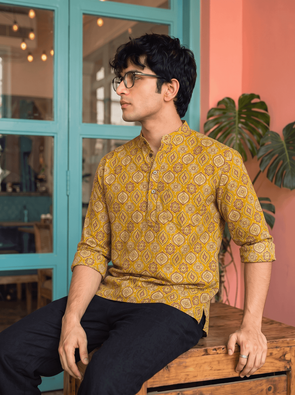 Golden Heritage – Printed Cotton Short Kurta - Jaipuri Crown
