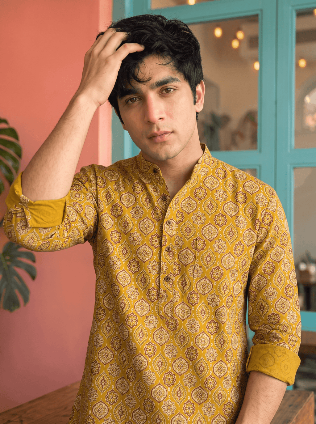 Golden Heritage – Printed Cotton Short Kurta - Jaipuri Crown