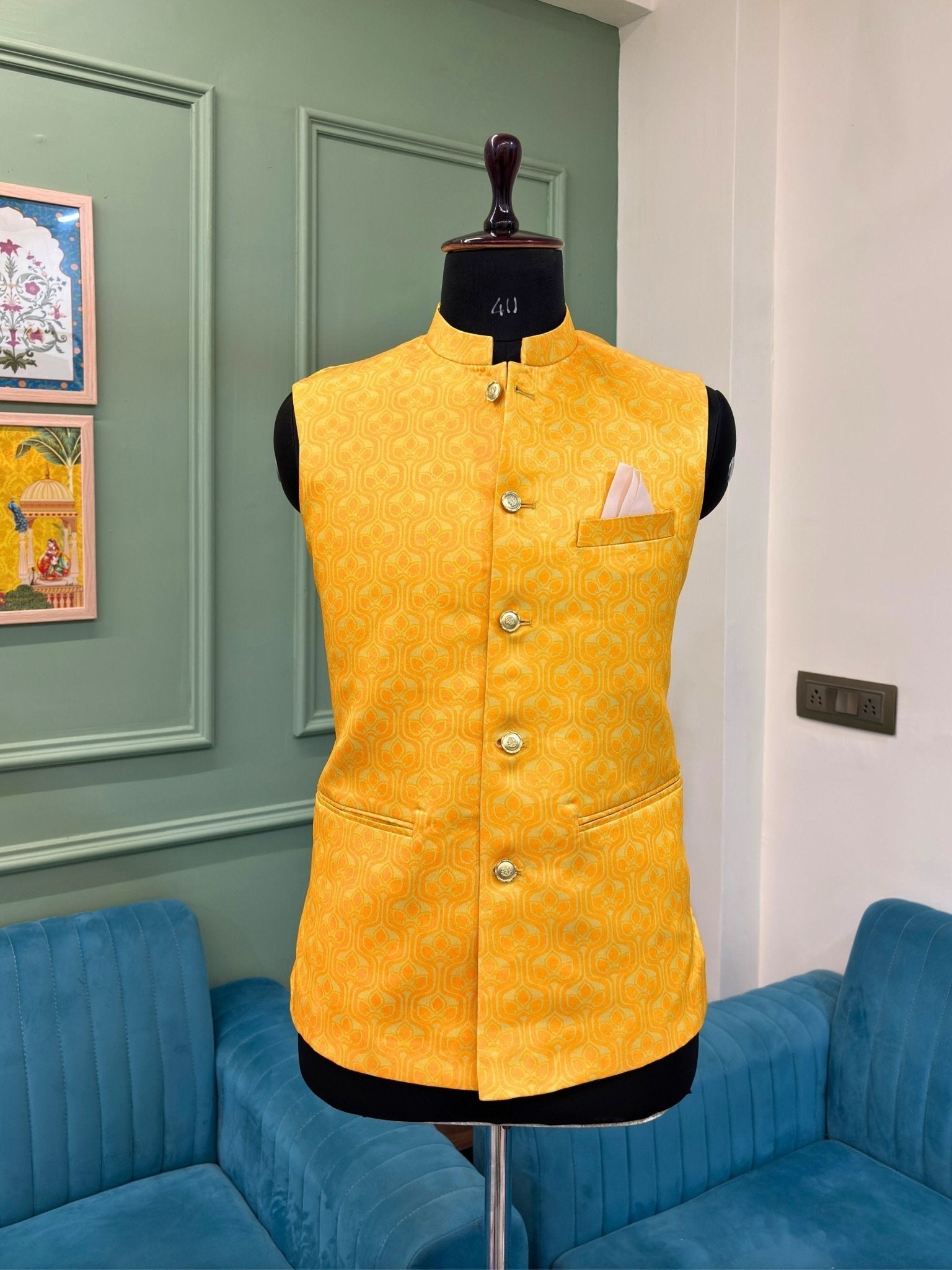 Golden Monarch Modi Jacket - Jaipuri Crown