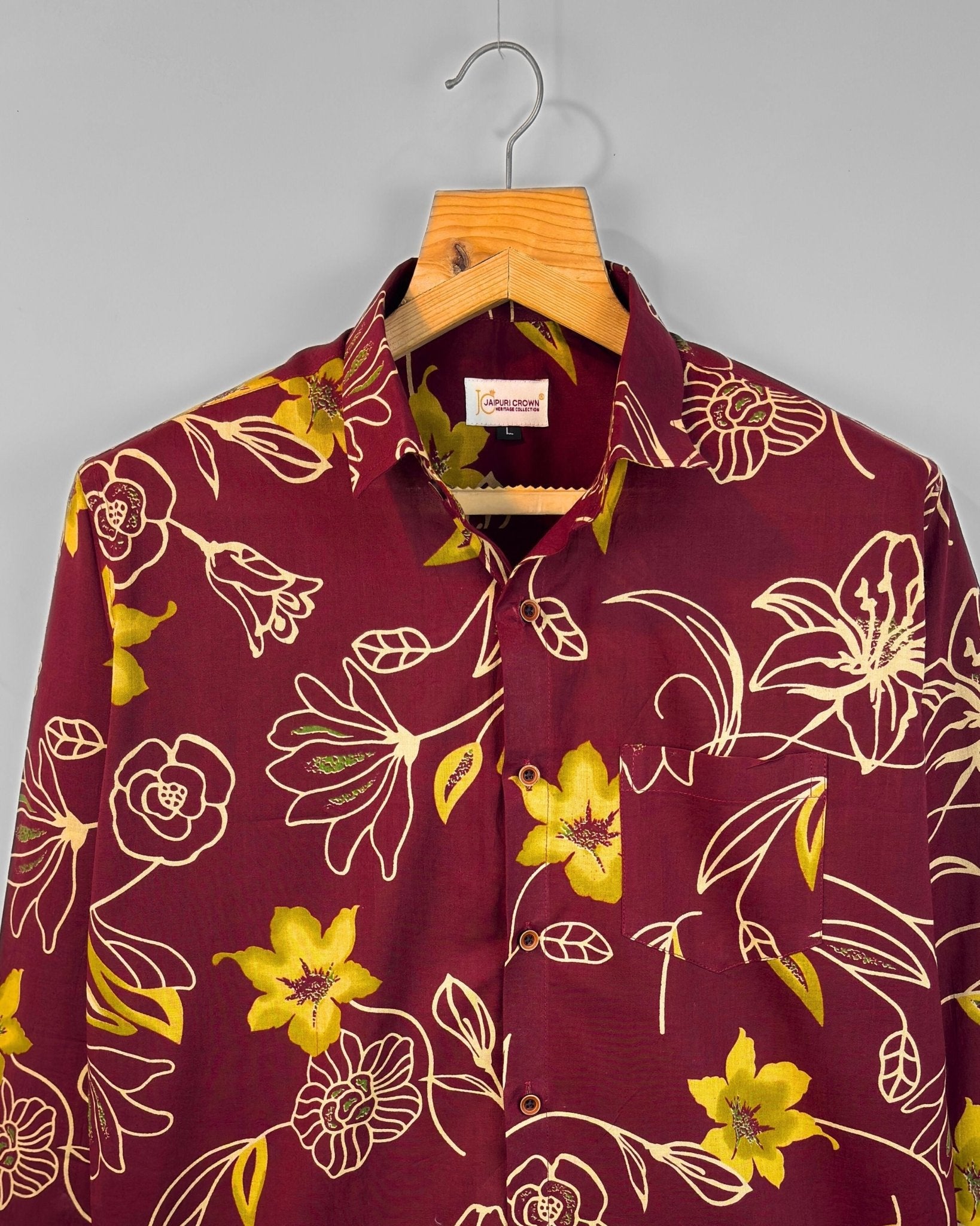 Golden Orchid - Pure Cotton Shirt - Jaipuri Crown