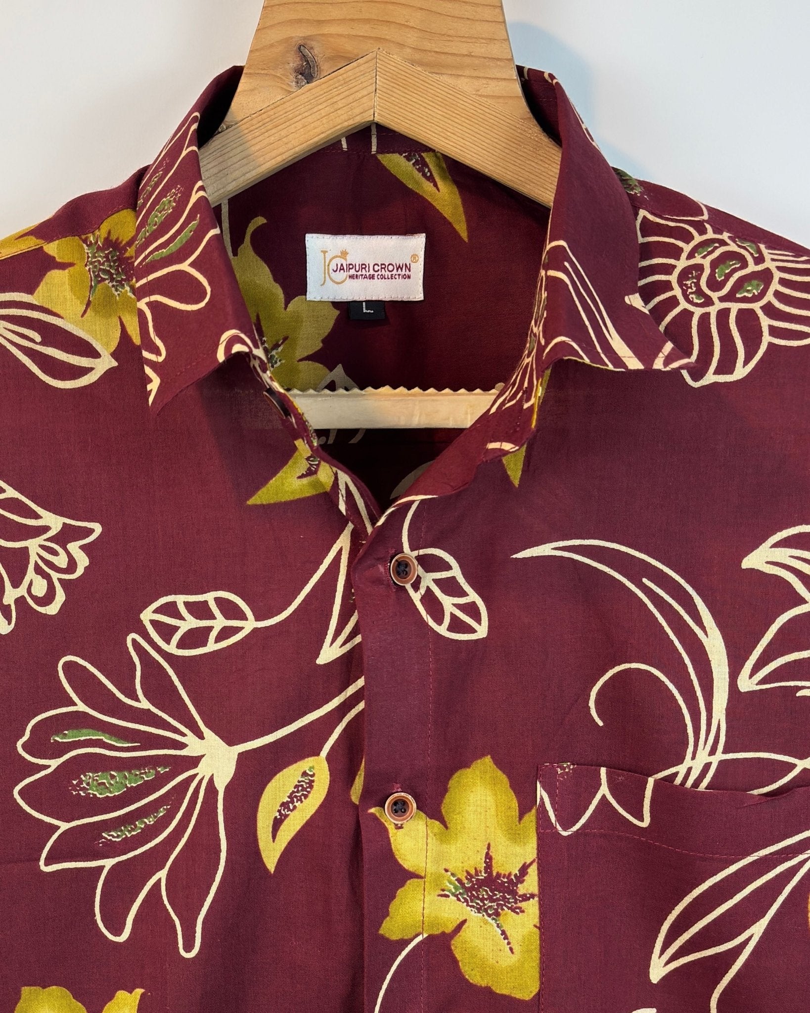 Golden Orchid - Pure Cotton Shirt - Jaipuri Crown