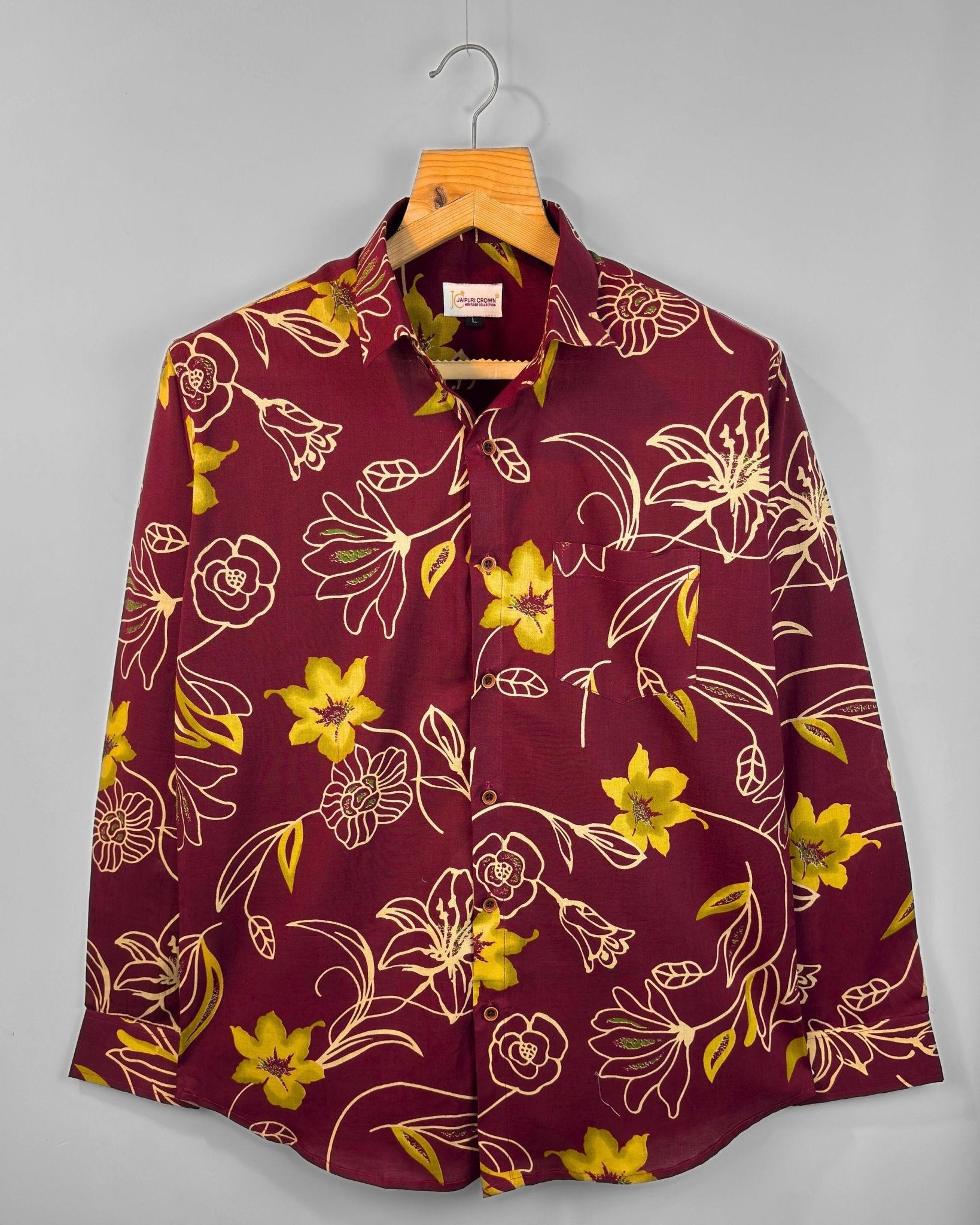 Golden Orchid - Pure Cotton Shirt - Jaipuri Crown