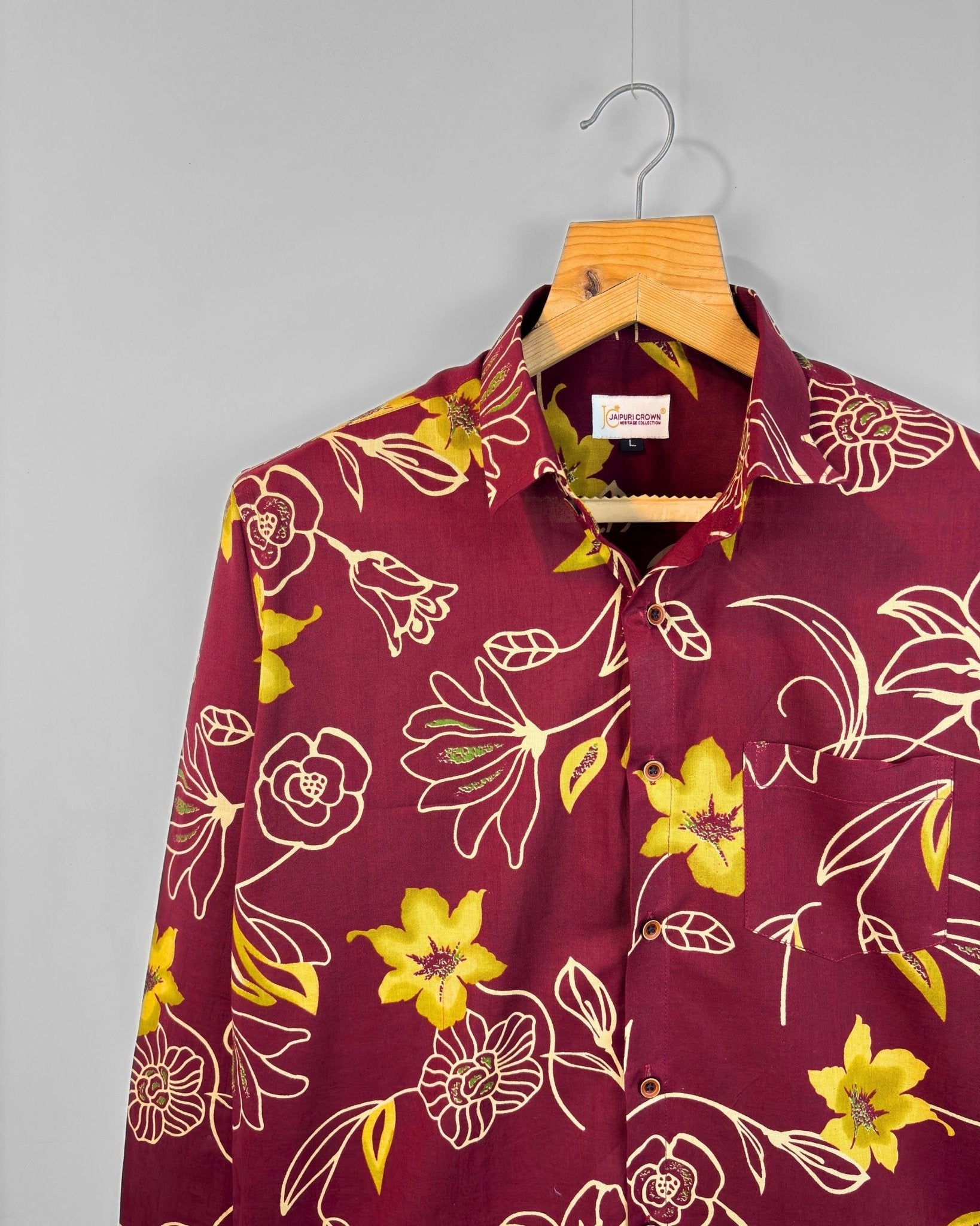 Golden Orchid - Pure Cotton Shirt - Jaipuri Crown