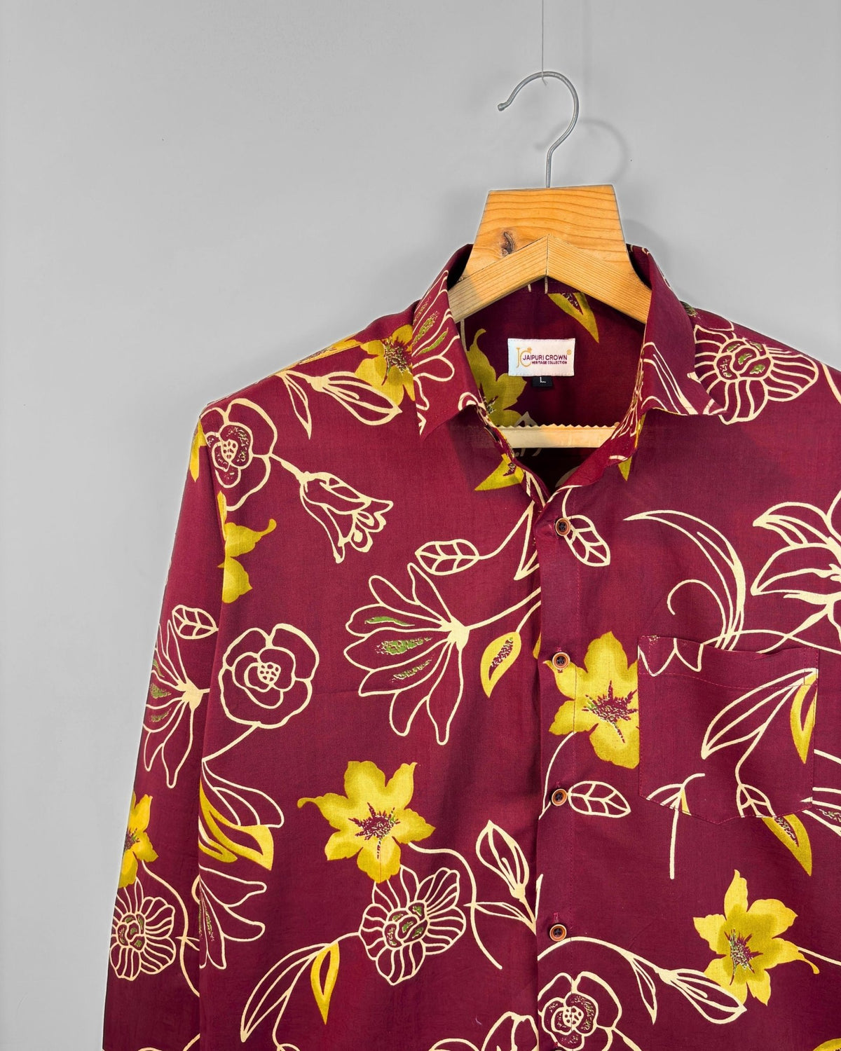 Golden Orchid - Pure Cotton Shirt - Jaipuri Crown